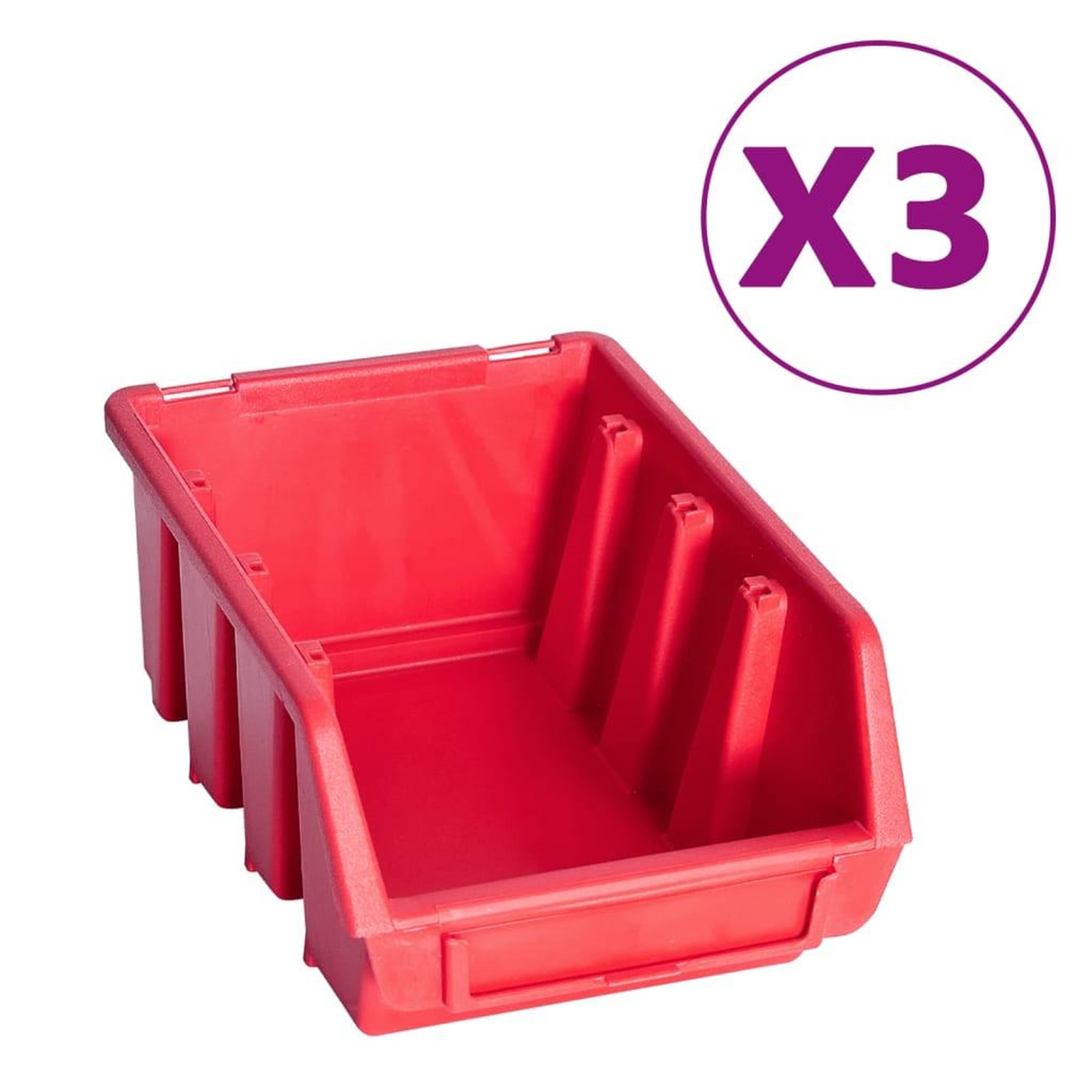 Voir la diapositive 3 : VIDAXL Kit de bacs de stockage avec panneau mural 8 pcs Rouge et noir
