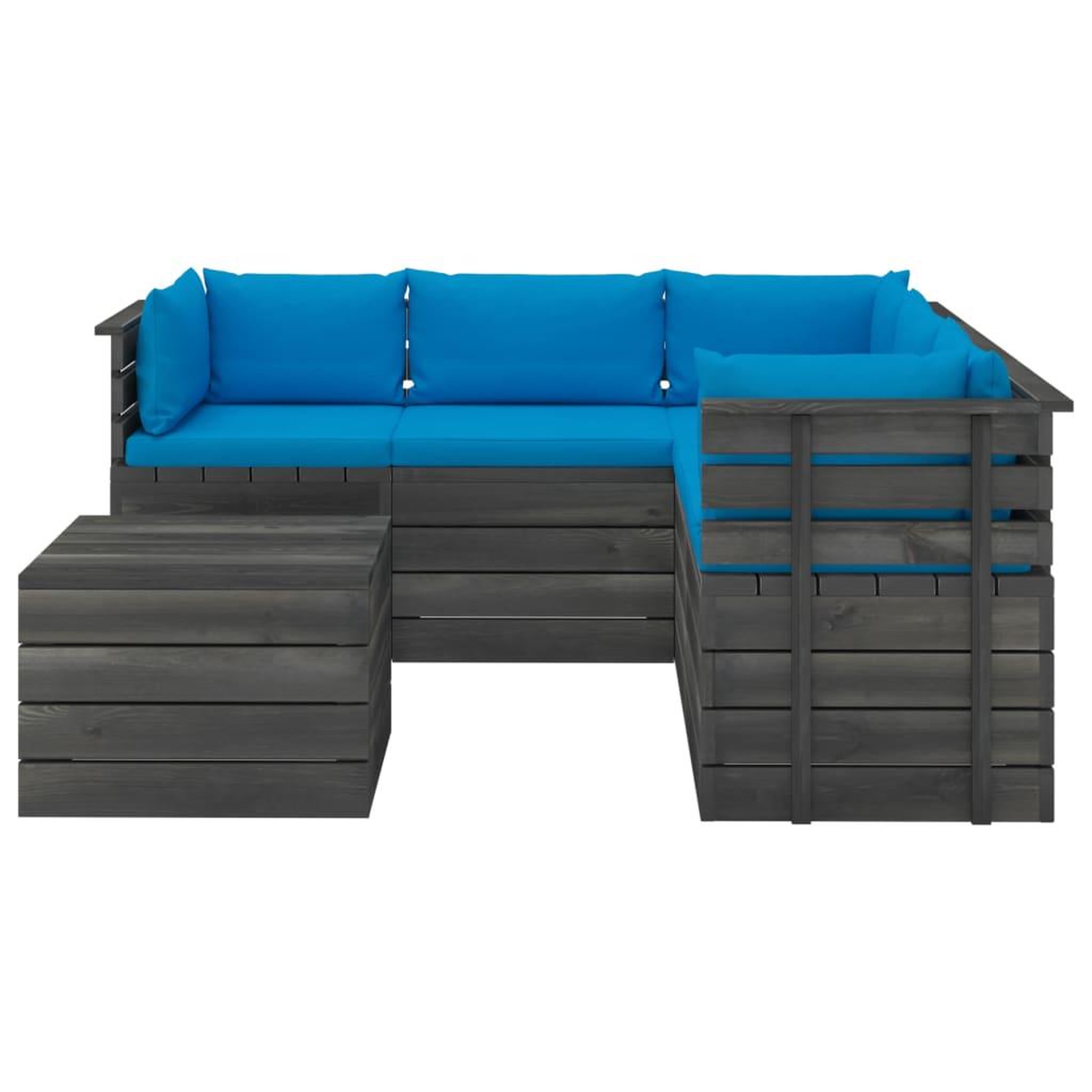 Voir la diapositive 5 : VIDAXL Salon palette de jardin 6 pcs avec coussins Bois de pin massif