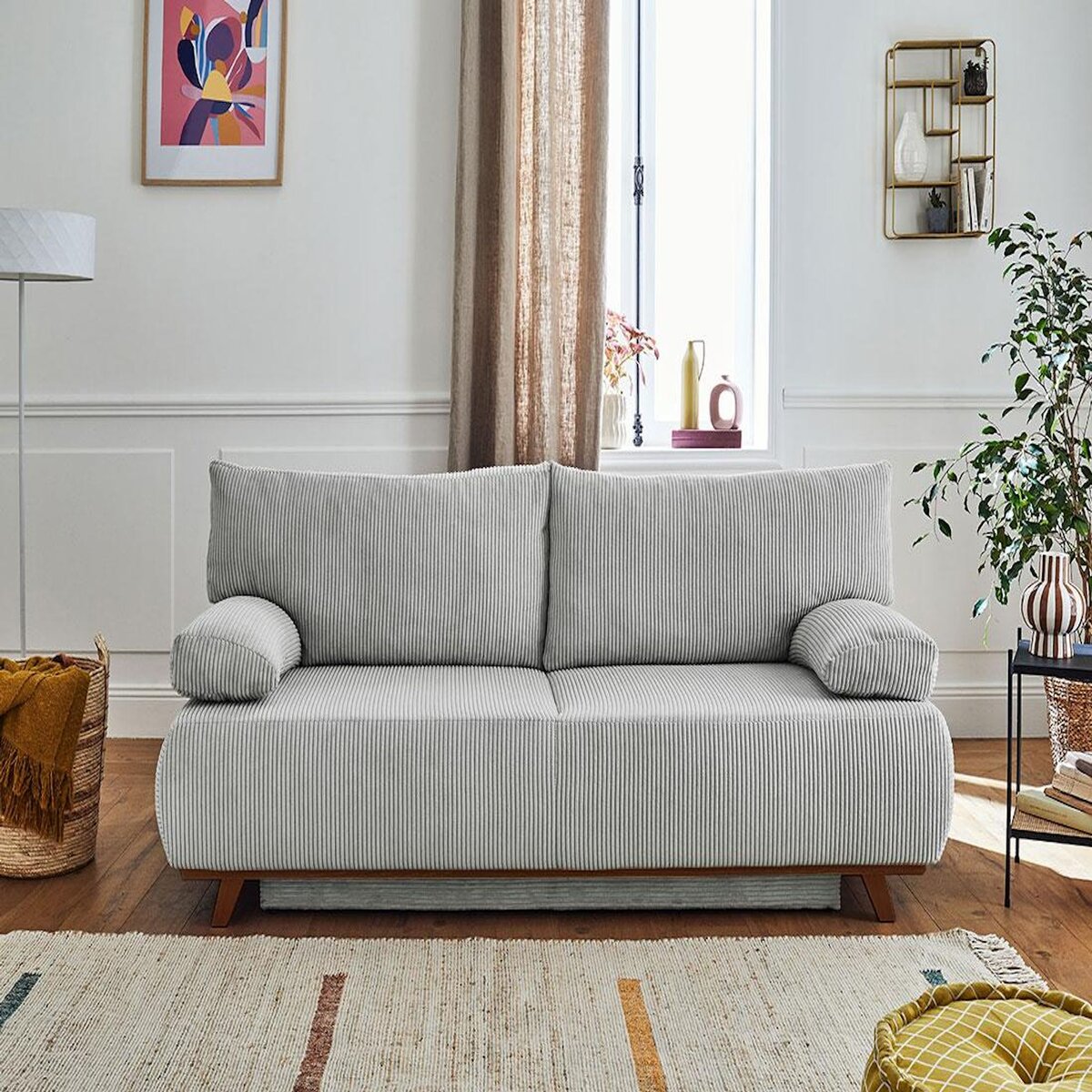 BEST MOBILIER Cristal - canapé 3 places - convertible avec coffre - en velours côtelé