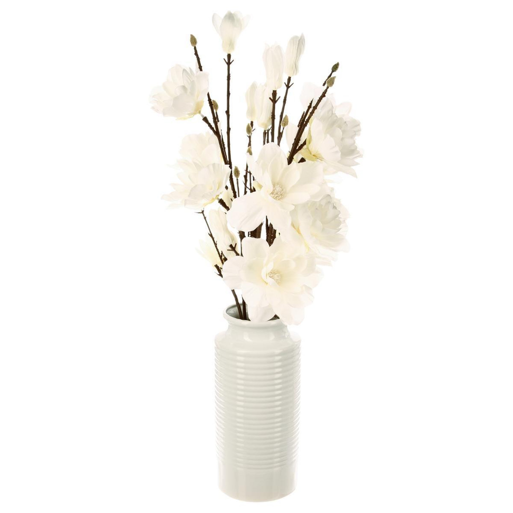 ATMOSPHERA Composition florale avec vase  magnolia  73cm blanc