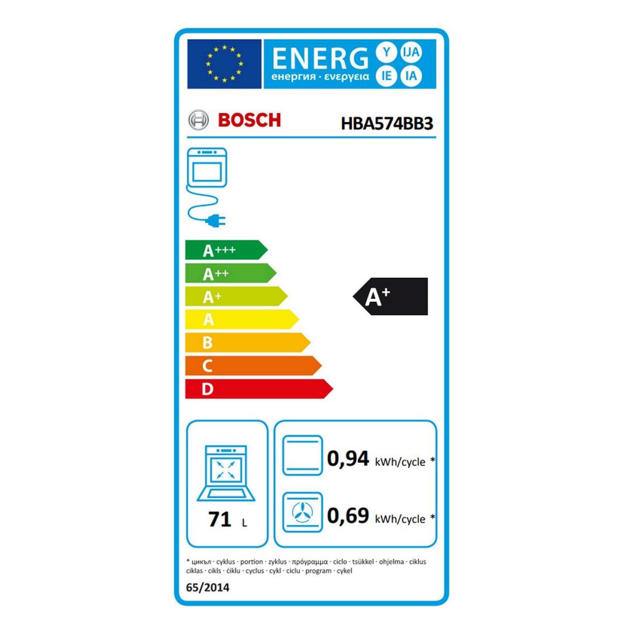 Voir la diapositive 2 : BOSCH Four intégrable 71l 60cm noir - hba574bb3