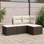 VIDAXL Salon de jardin 4 pcs avec coussins marron resine tressee