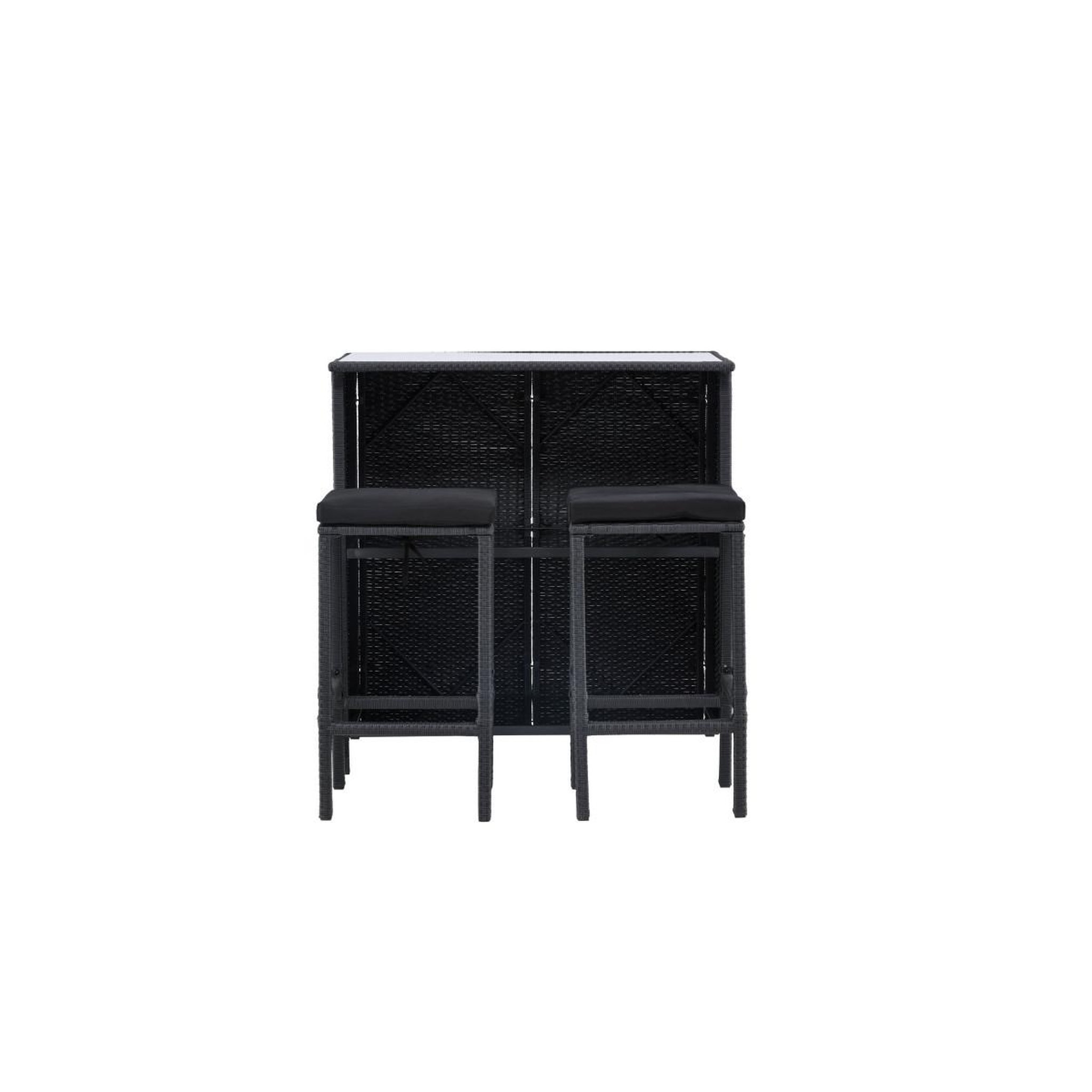 Voir la diapositive 4 : Paris Prix Ensemble Table de Bar de Jardin & 2 Tabourets  Knock  105cm Noir