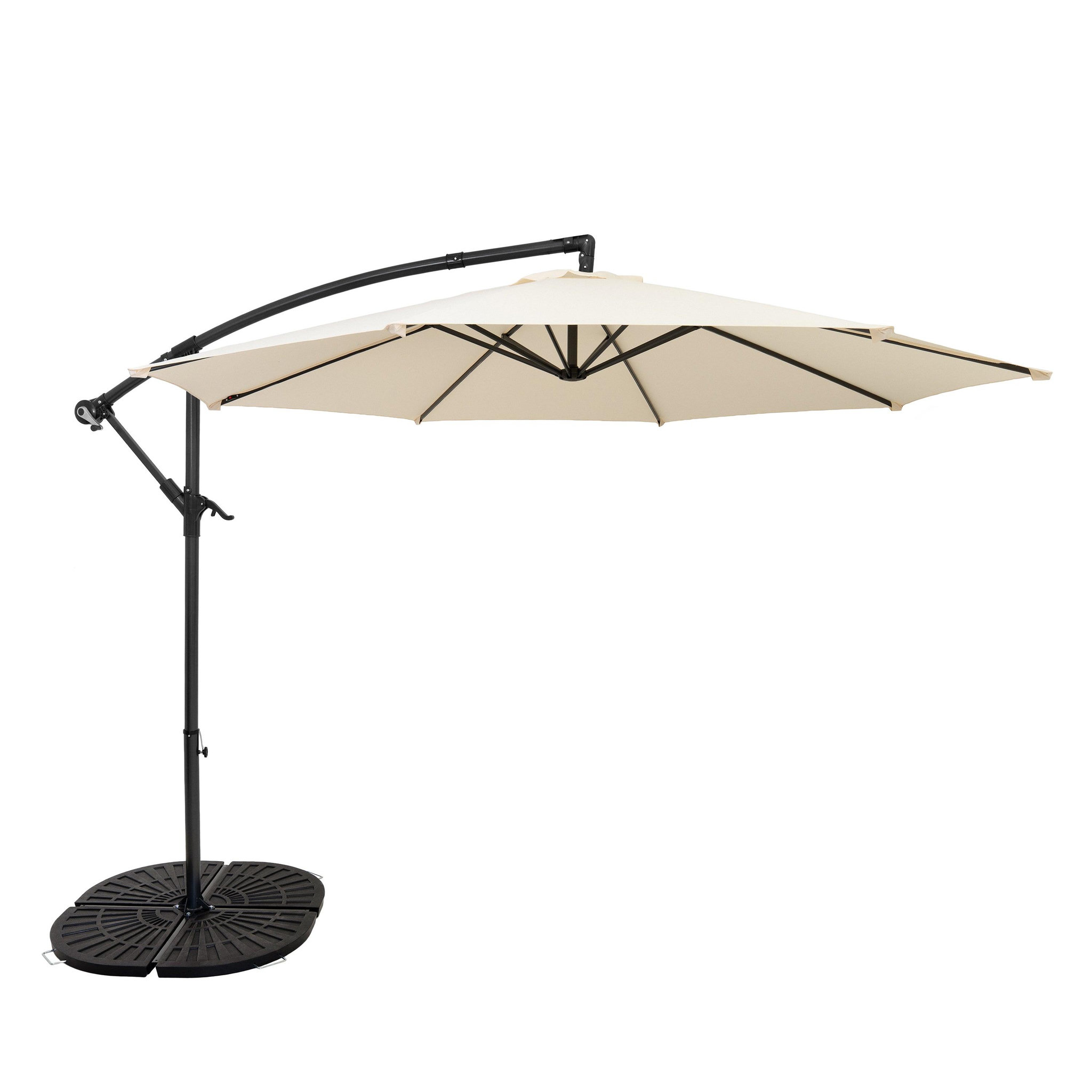 Voir la diapositive 1 : Monster Parasol Banane à Mât Déporté 3 m & 4 Pieds en Éventail