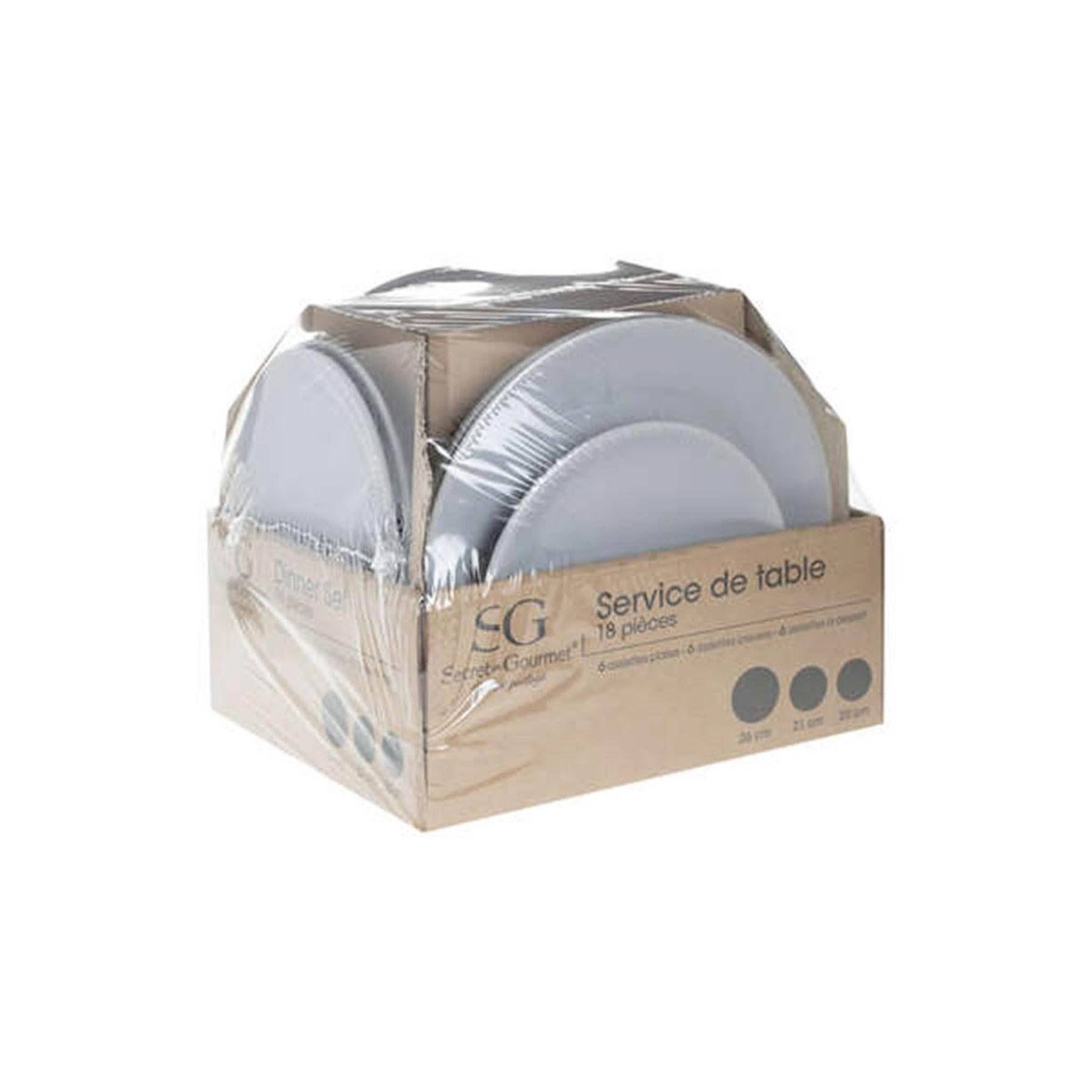 Voir la diapositive 2 : SECRET DE GOURMET Service de table 18 pièces  colorama  26cm gris