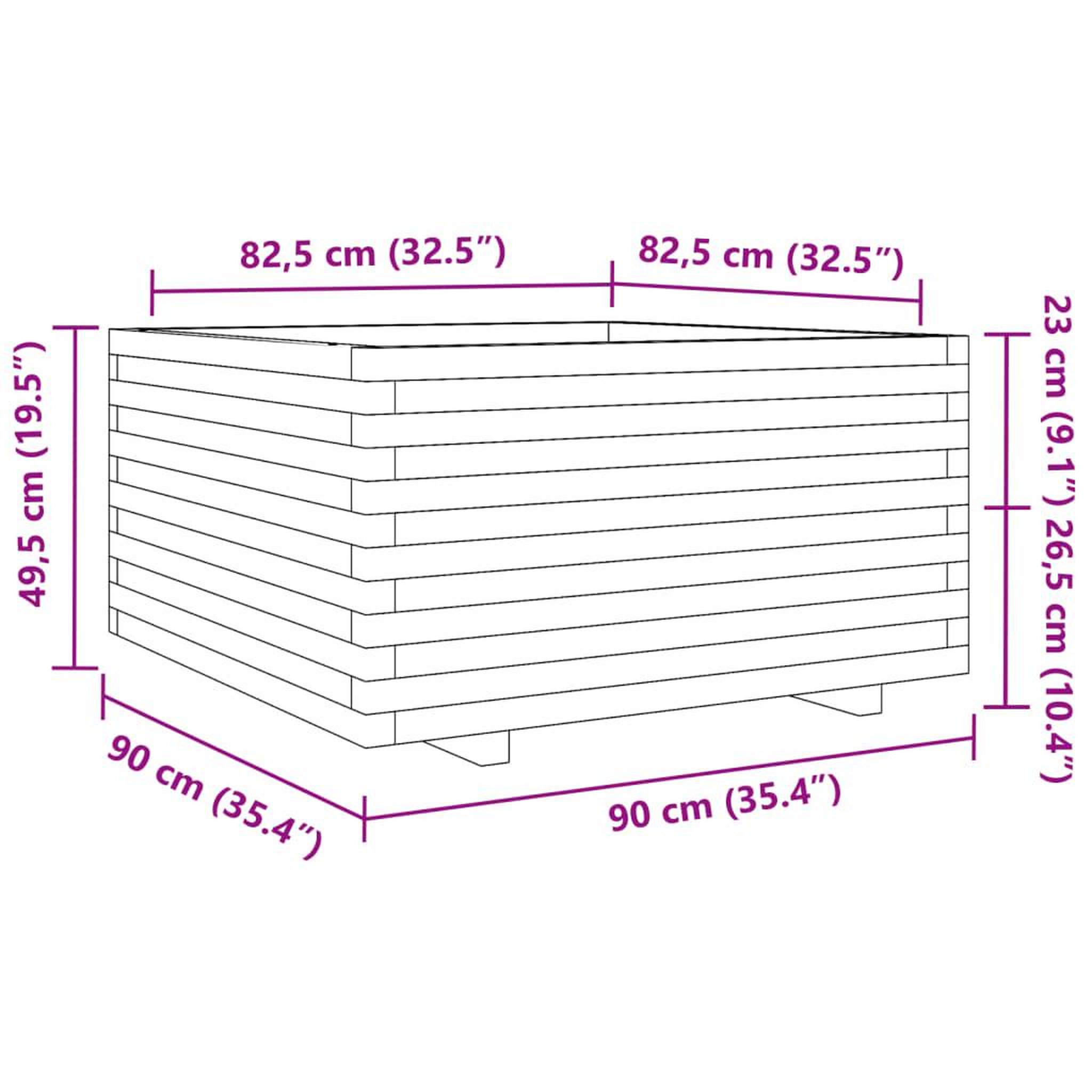 Voir la diapositive 6 : VIDAXL Jardiniere blanc 90x90x49,5 cm bois de pin massif