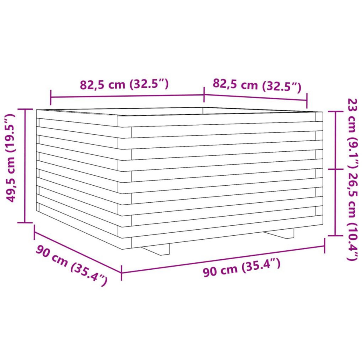 VIDAXL Jardiniere blanc 90x90x49,5 cm bois de pin massif