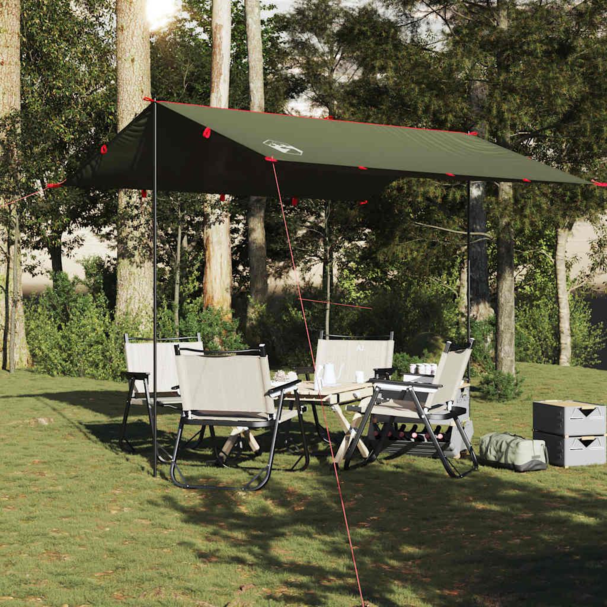Voir la diapositive 3 : VIDAXL Bache de camping vert olive 306x306 cm impermeable
