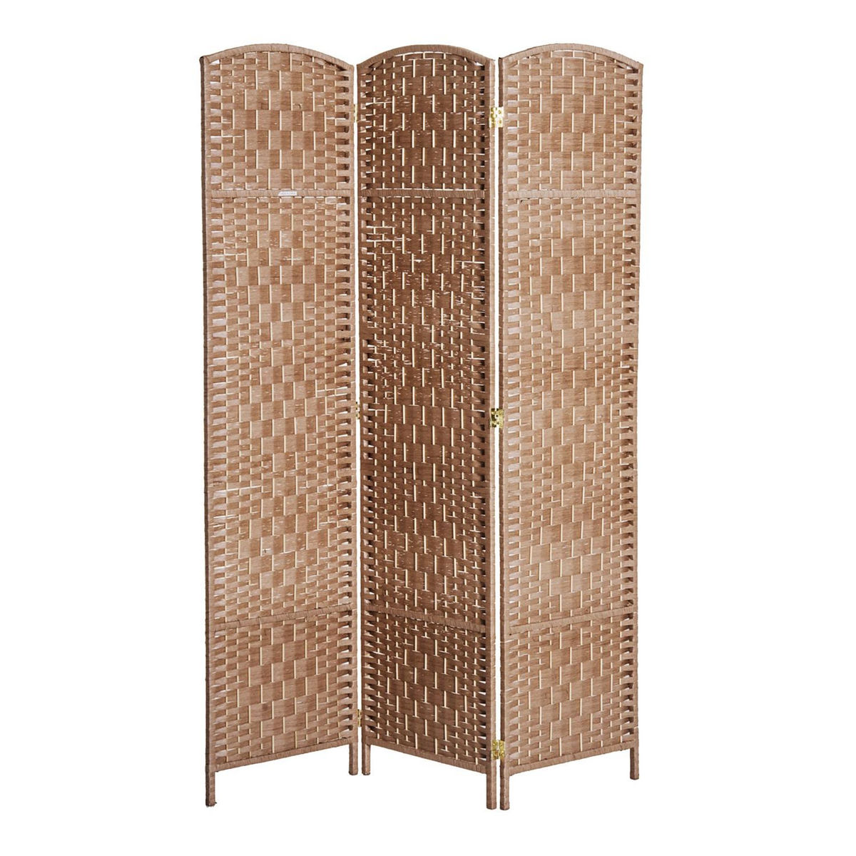 HOMCOM Paravent séparateur de pièce pliable 3 panneaux dim. 135L x 180H cm bois osier tressé