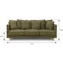 Voir la diapositive 4 : MARKET24 Canapé fixe 4 places CONSTANCE - Tissu vert - Pied en bois massif - L 212 x H 87 x P 93 cm