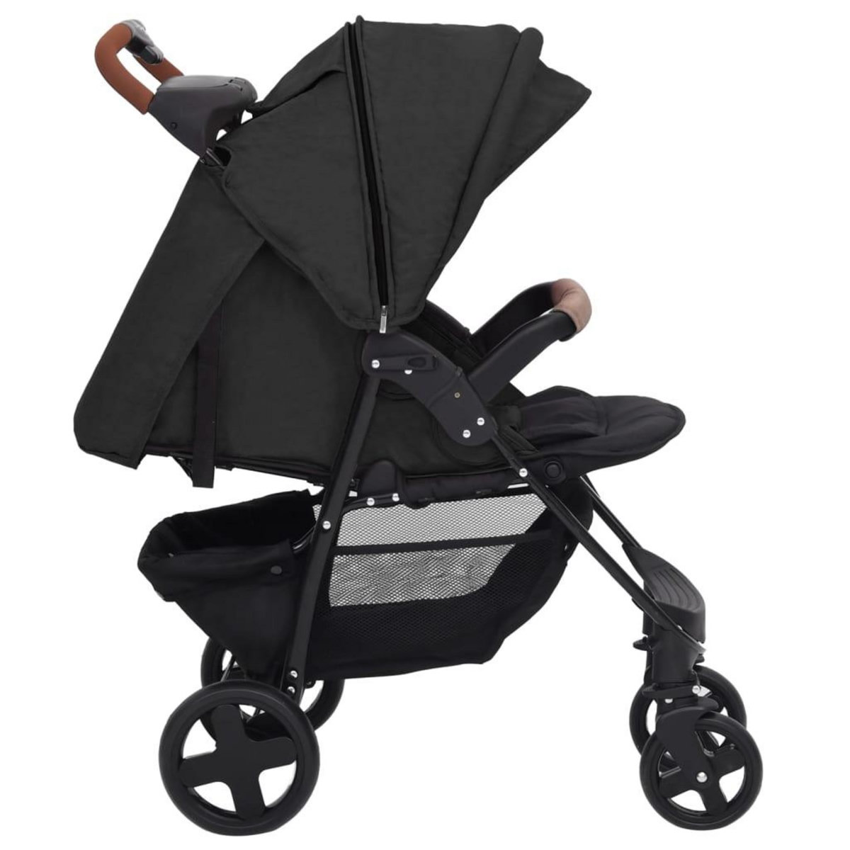 VIDAXL Poussette pour bebe 3-en-1 Anthracite Acier
