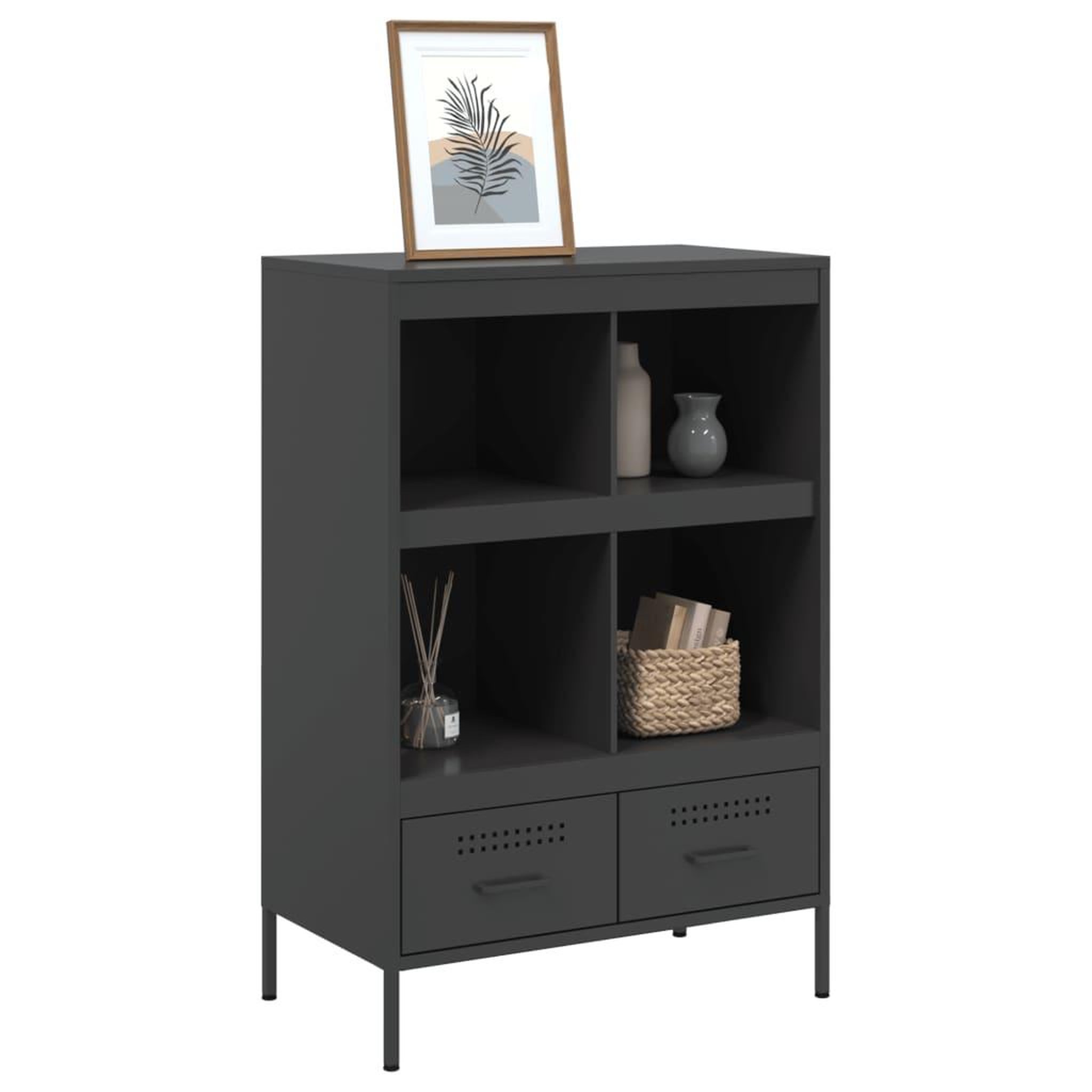 Voir la diapositive 4 : VIDAXL Buffet haut noir 68x39x101,5 cm acier