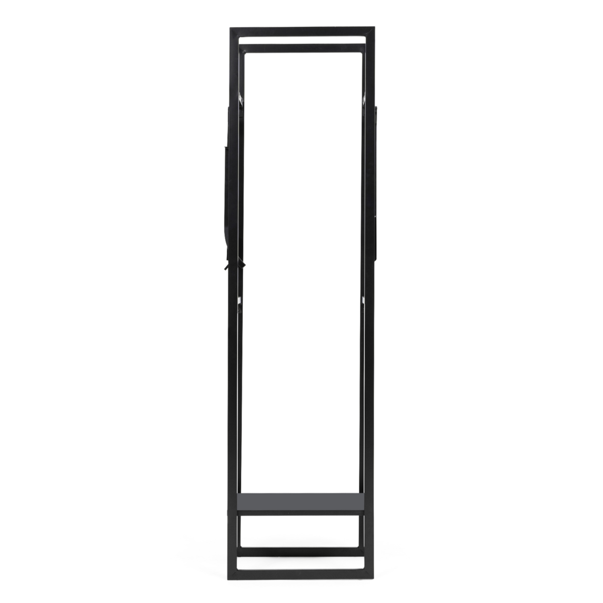 ID MARKET Range bûches vertical acier noir avec étagère et accessoires H. 170 CM pour cheminée