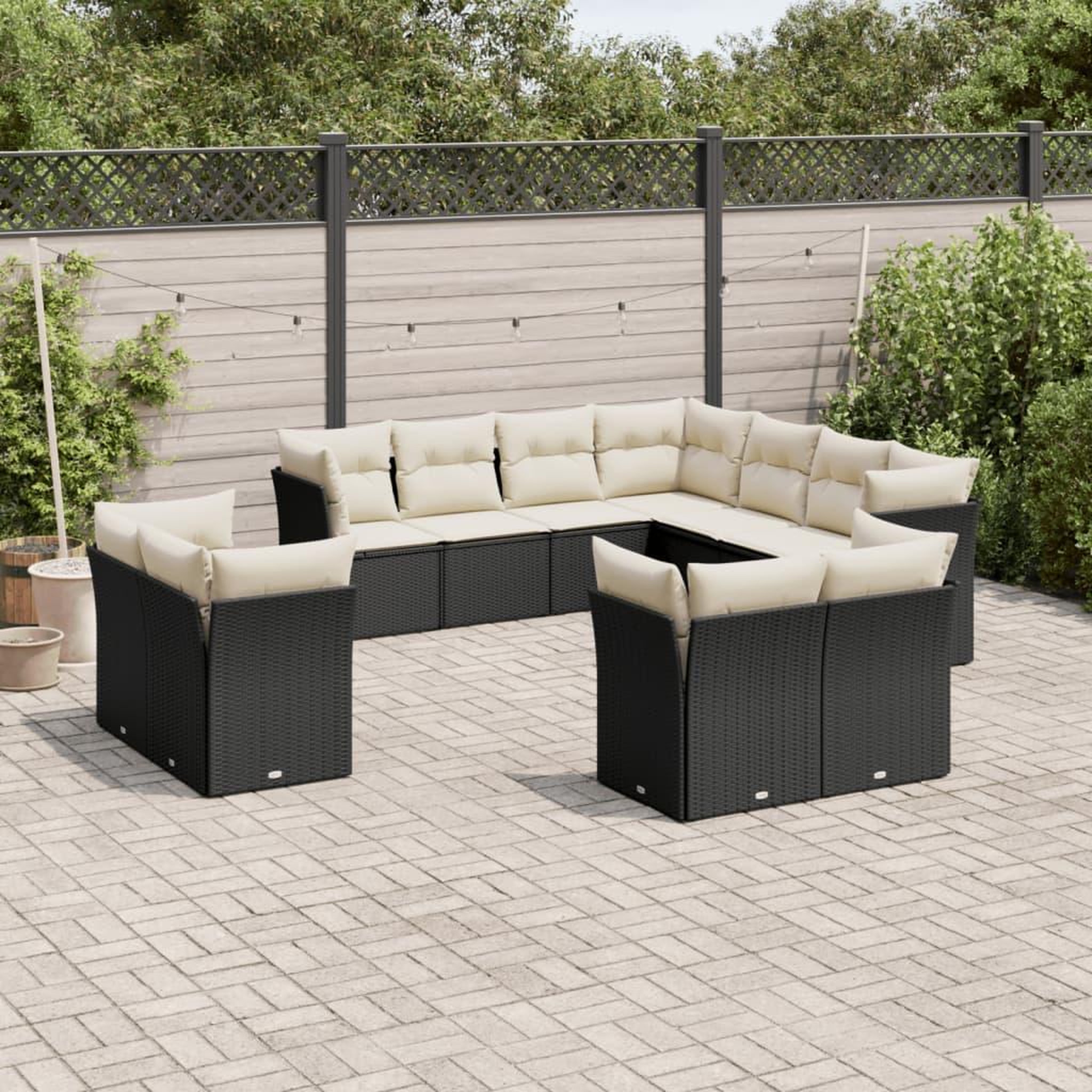 VIDAXL Salon de jardin 11 pcs avec coussins noir resine tressee