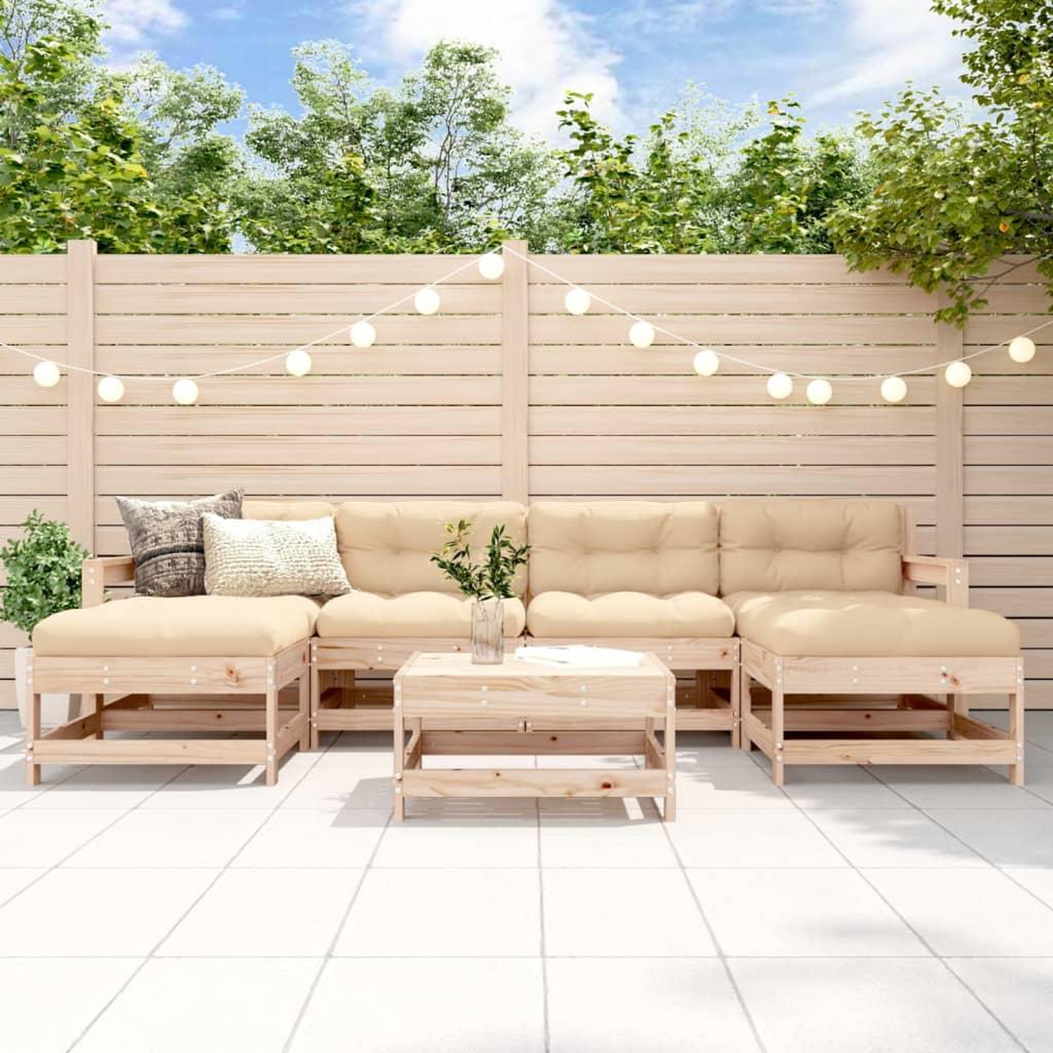 VIDAXL Salon de jardin 7 pcs Bois de pin massif