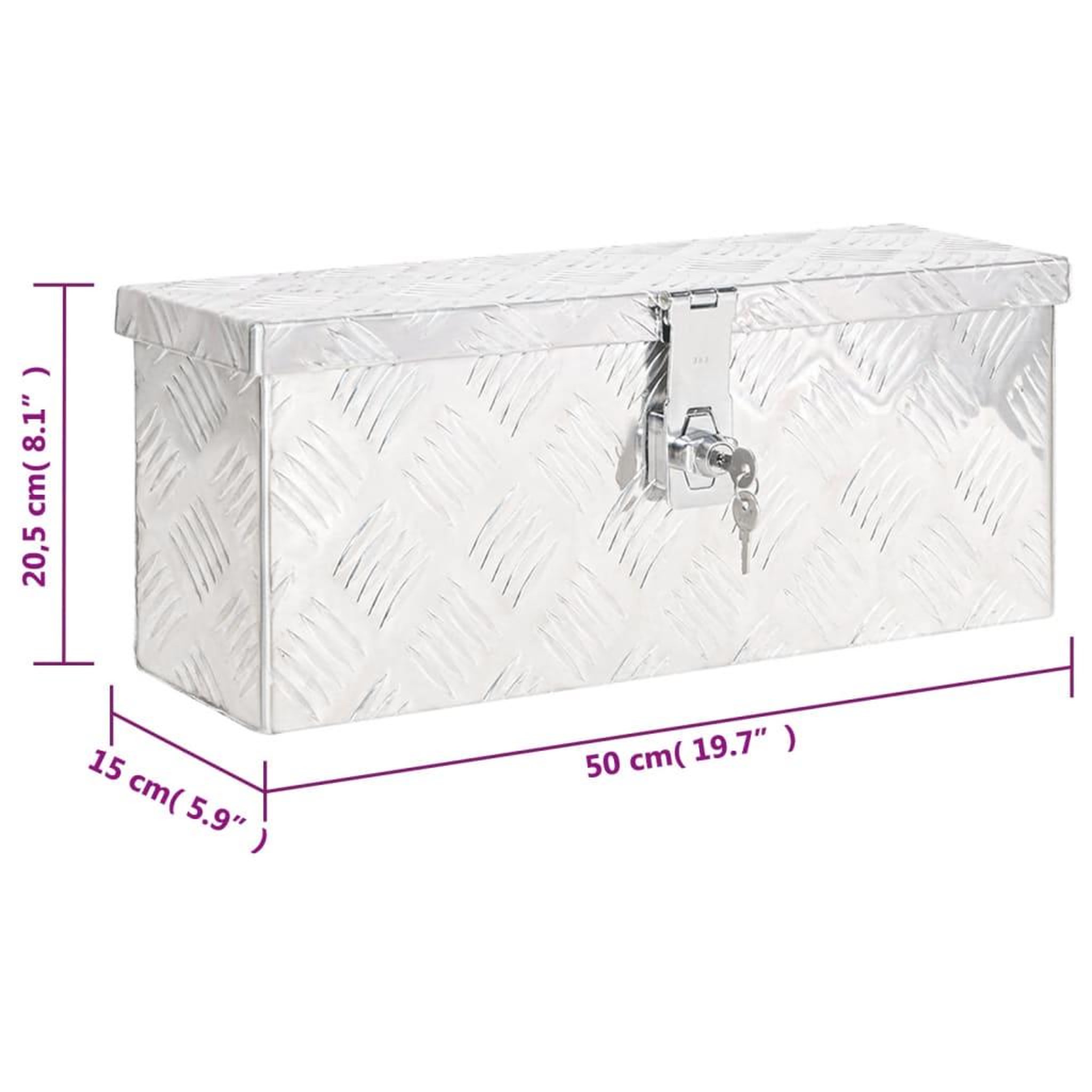 Voir la diapositive 6 : VIDAXL Boîte de rangement Argente 50x15x20,5 cm Aluminium