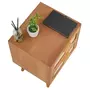 IDIMEX Table de chevet WAMAN petite commode de nuit avec 2 tiroirs, en bois de paulownia lasuré brun et lin naturel, style vintage
