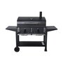 Voir la diapositive 2 : SWEEEK Barbecue Grill charbon de bois - Bernard XL Noir - Avec récupérateur de cendres. aérateurs. bac charbon ajustable et tablettes rabattables. L 160 x P 107.5 x H 141cm