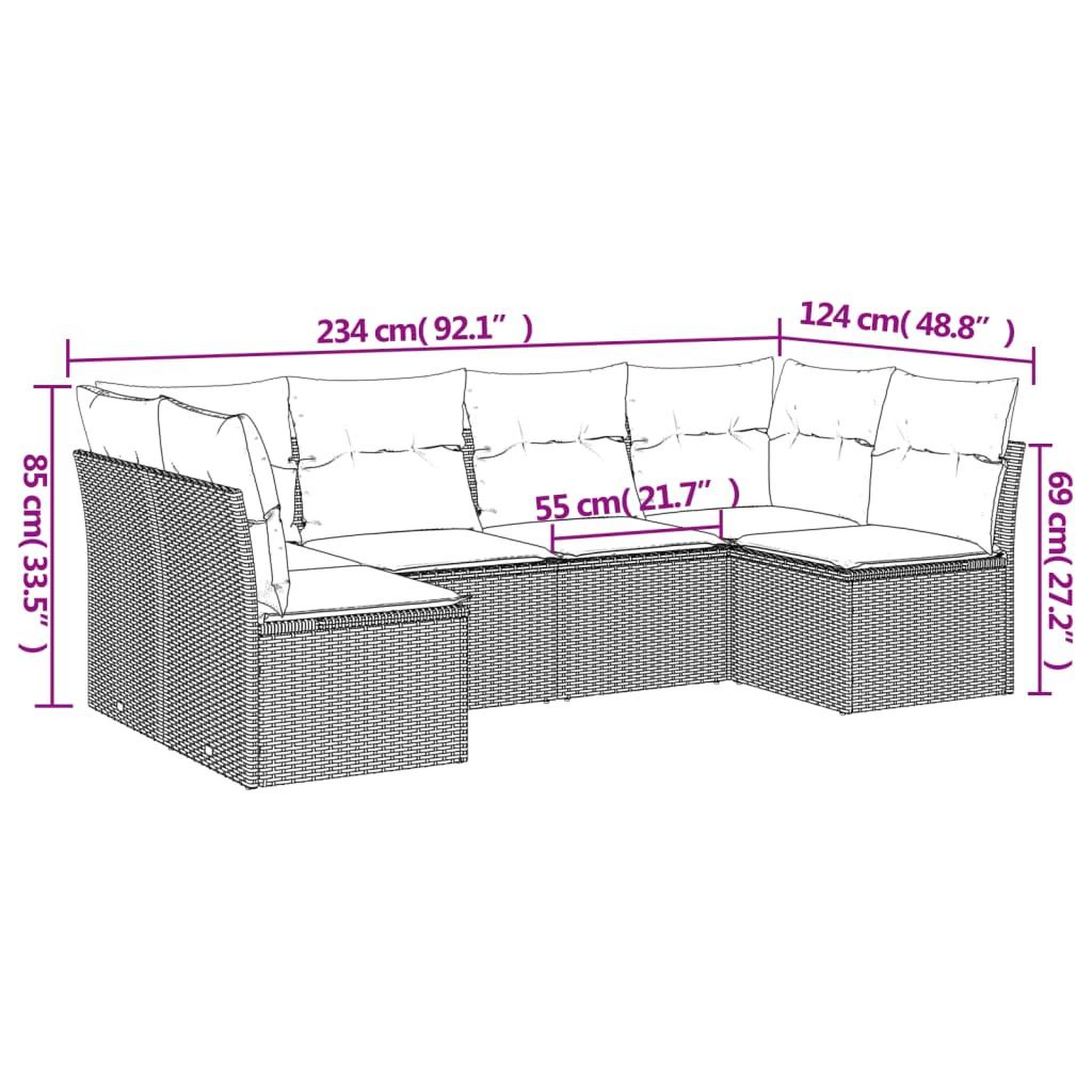Voir la diapositive 3 : VIDAXL Salon de jardin 6 pcs avec coussins gris resine tressee