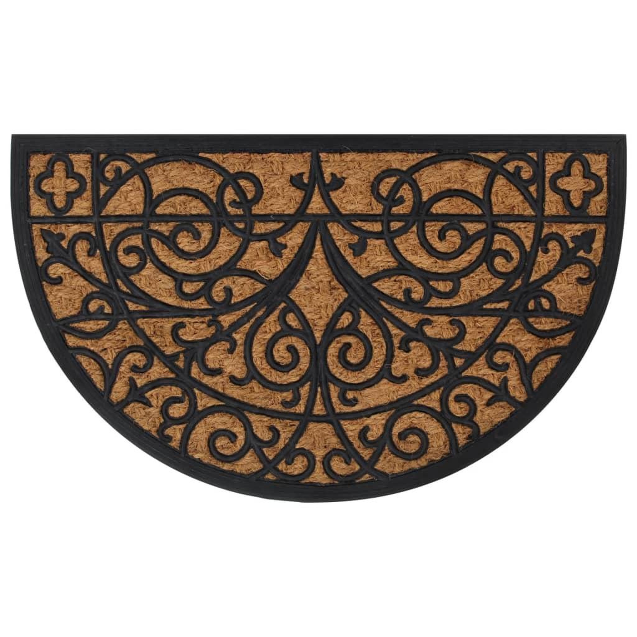 VIDAXL Tapis de porte demi-rond 45x75 cm caoutchouc et fibre de coco