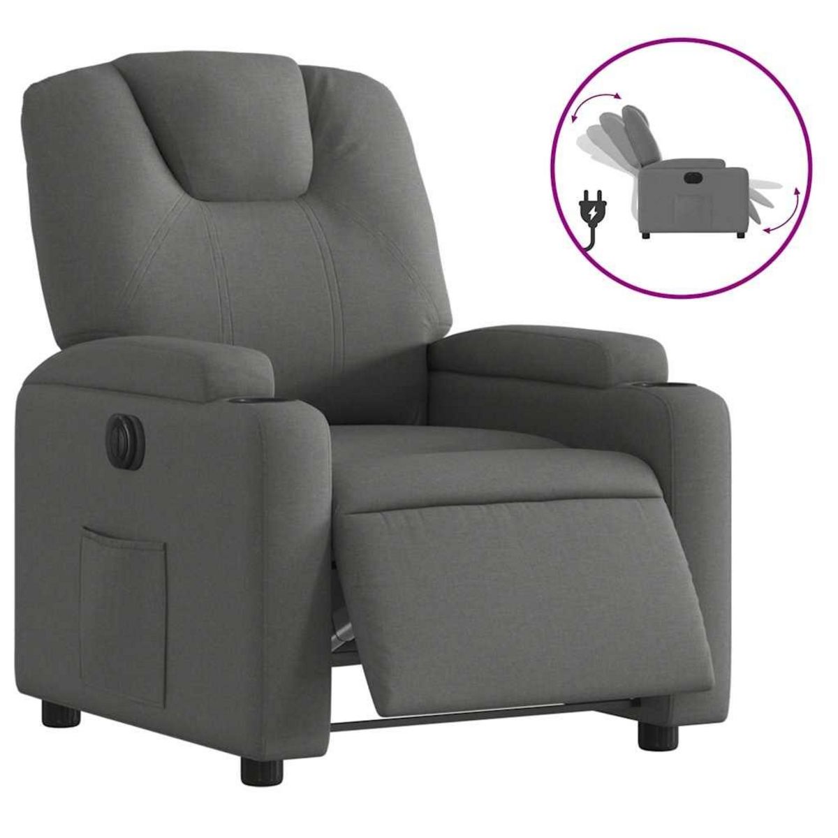 VIDAXL Fauteuil inclinable electrique Gris fonce Tissu