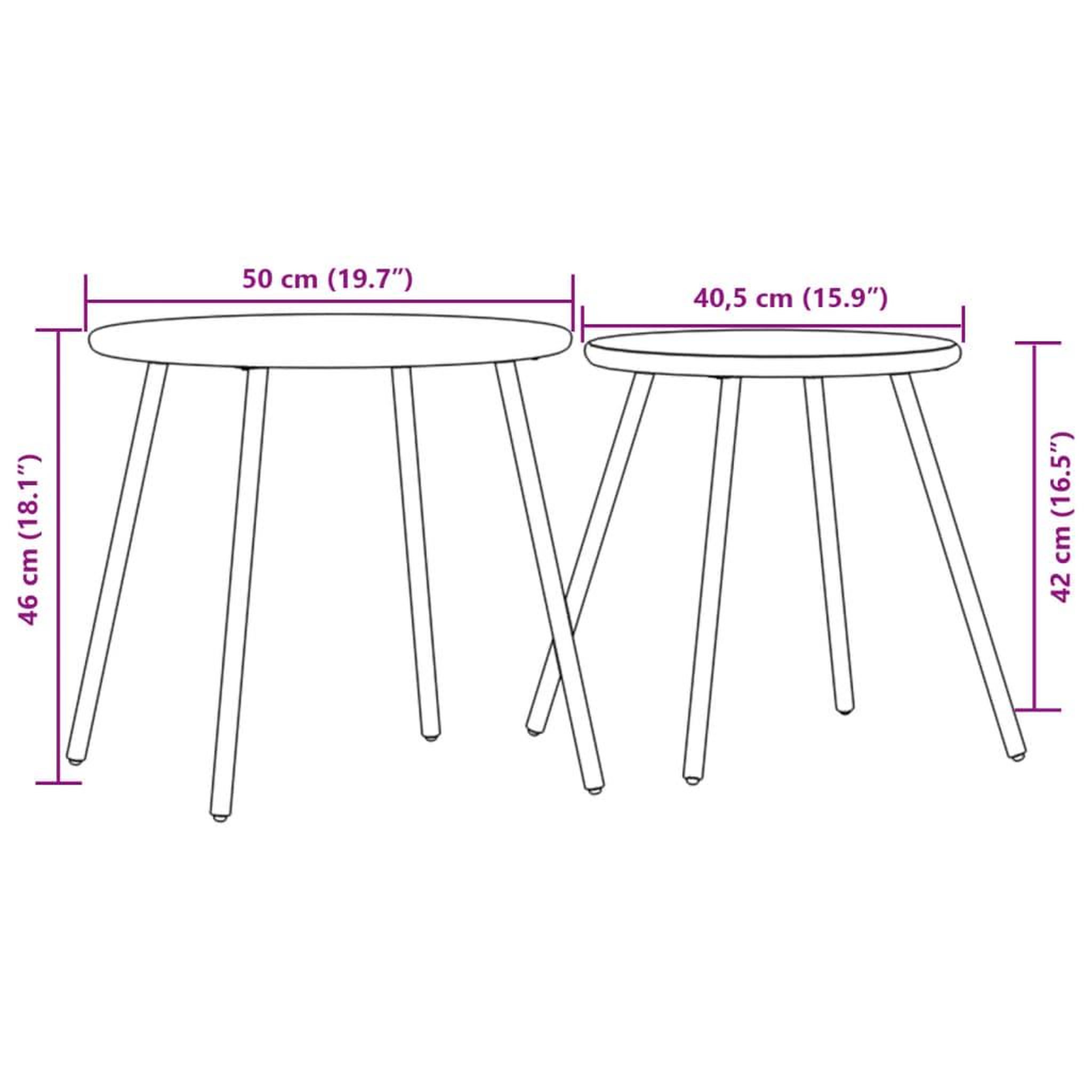 Voir la diapositive 6 : VIDAXL Tables basses de jardin 2pcs rondes noir acier enduit de poudre