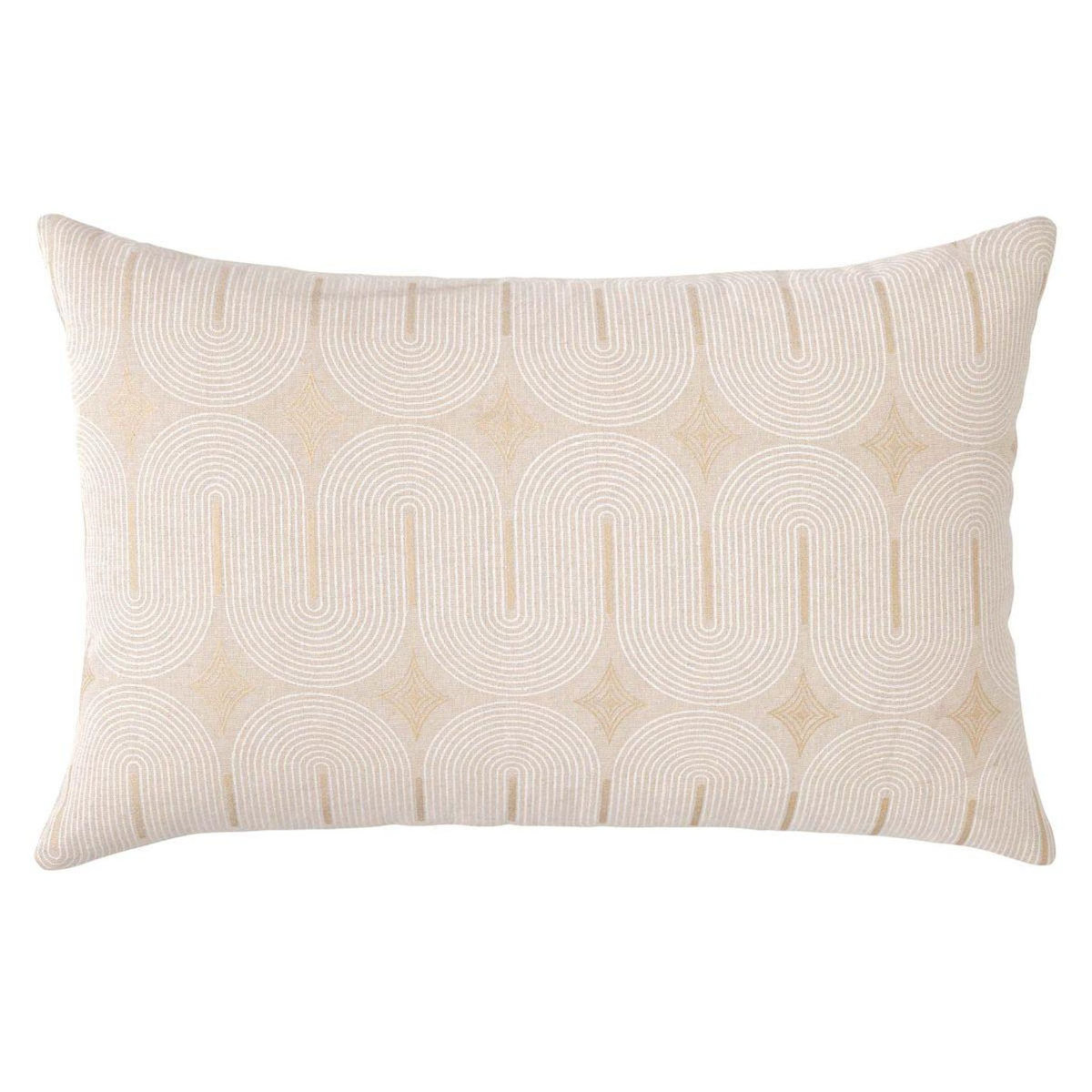 Paris Prix Coussin à Motifs Métallisés  Ondine  40x60cm Beige & Blanc