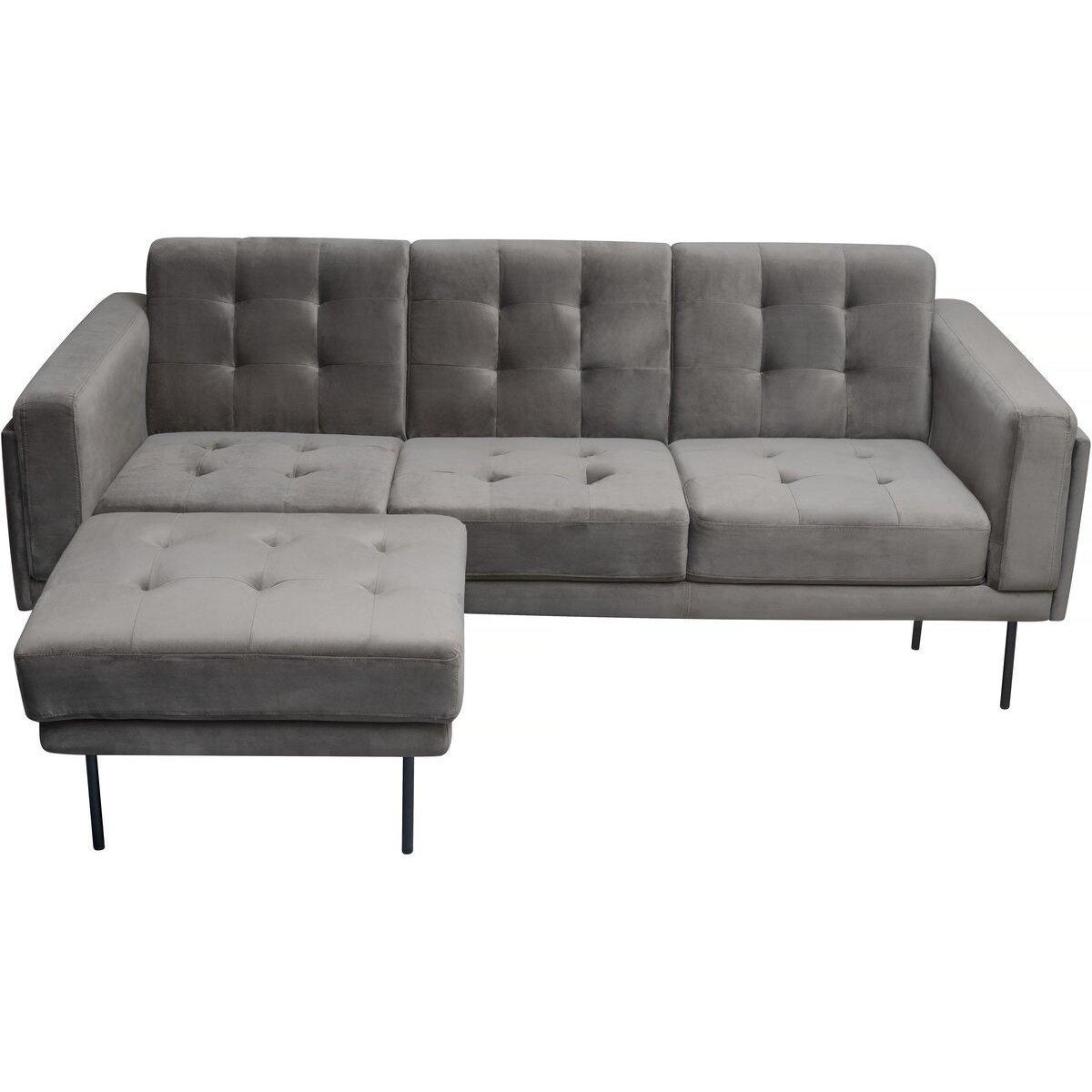Habitat et Jardin Canapé d'angle reversible en velours  Noé  - 3 places - Gris