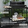 Voir la diapositive 6 : OUTSUNNY Barbecue à charbon sur pied grille réglable 2 roues 3 étagères récupérateur de cendres noir