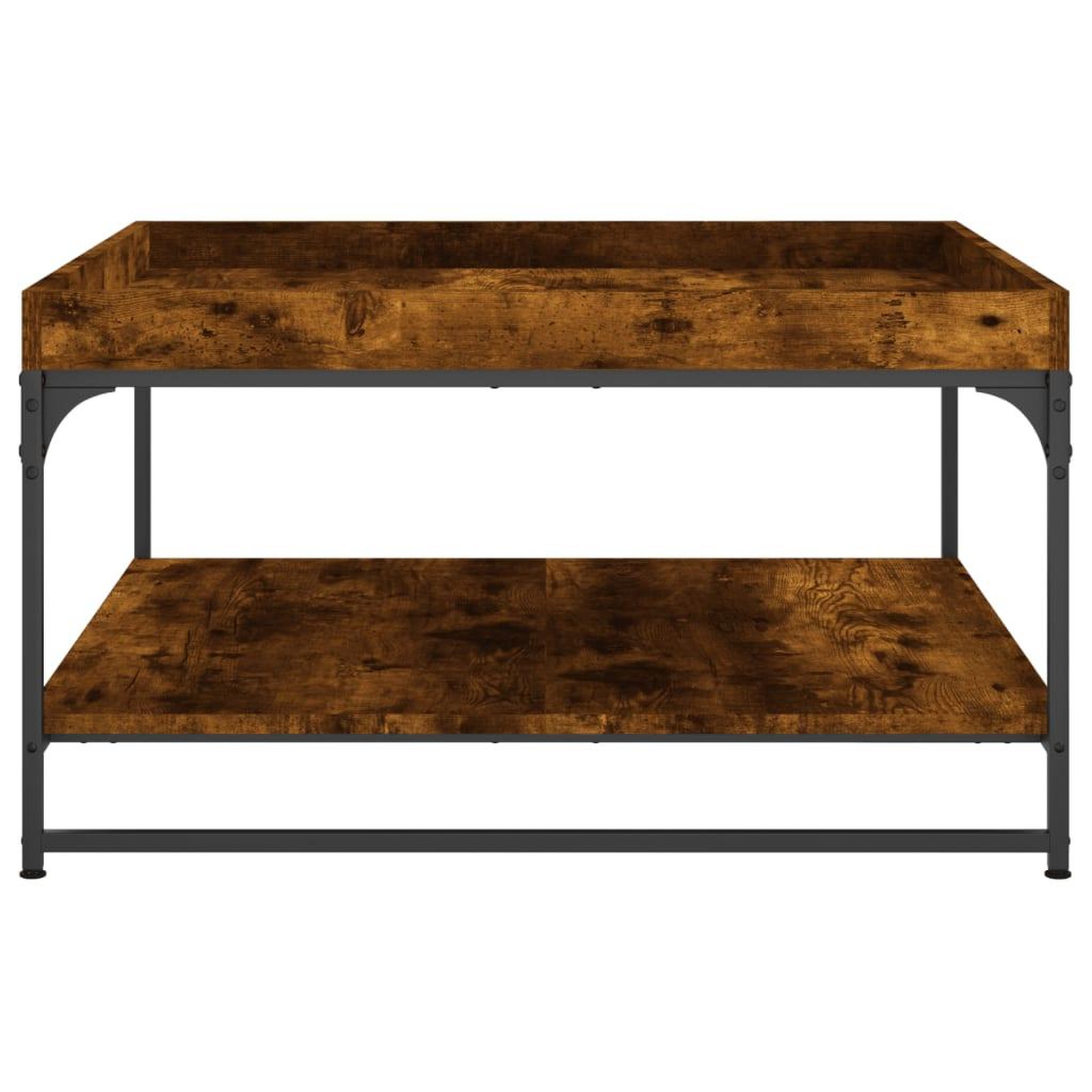 Voir la diapositive 5 : VIDAXL Table basse chene fume 80x80x45 cm bois d'ingenierie et fer