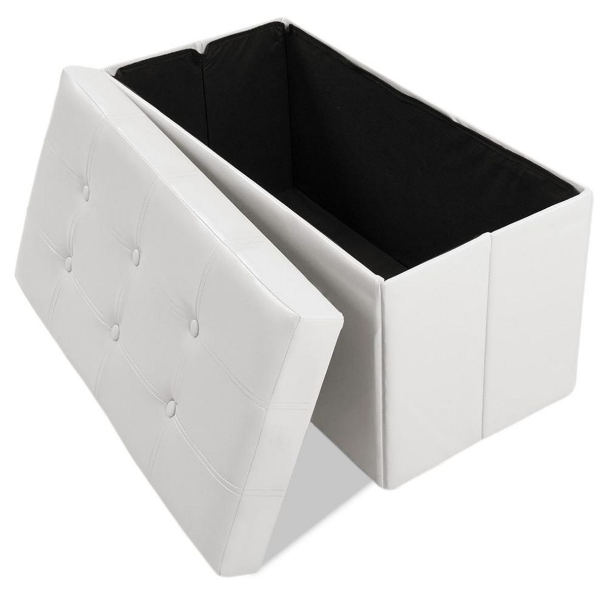 tectake Pouf avec espace de rangement blanc