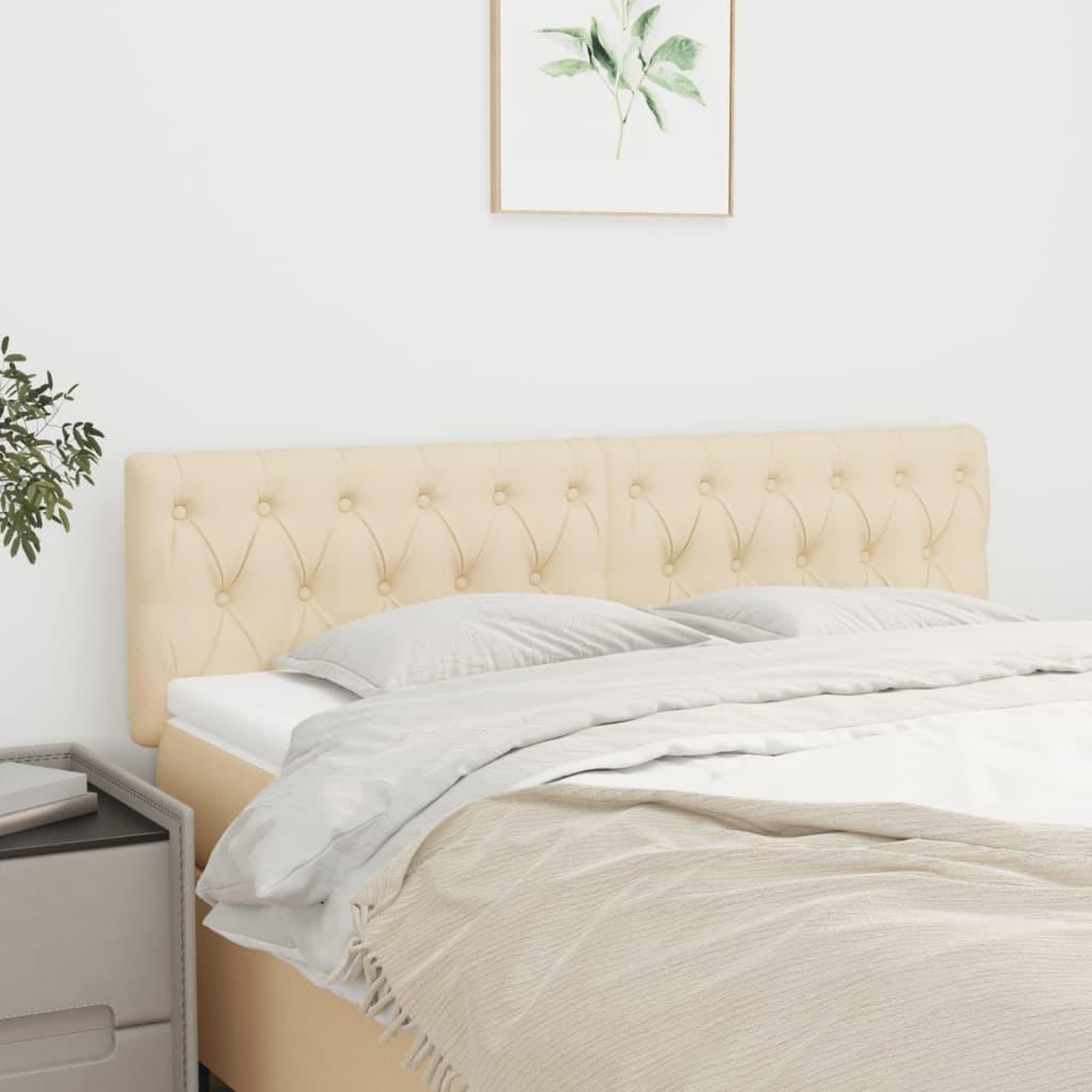 Voir la diapositive 1 : VIDAXL Tetes de lit 2 pcs Creme 72x7x78/88 cm Tissu