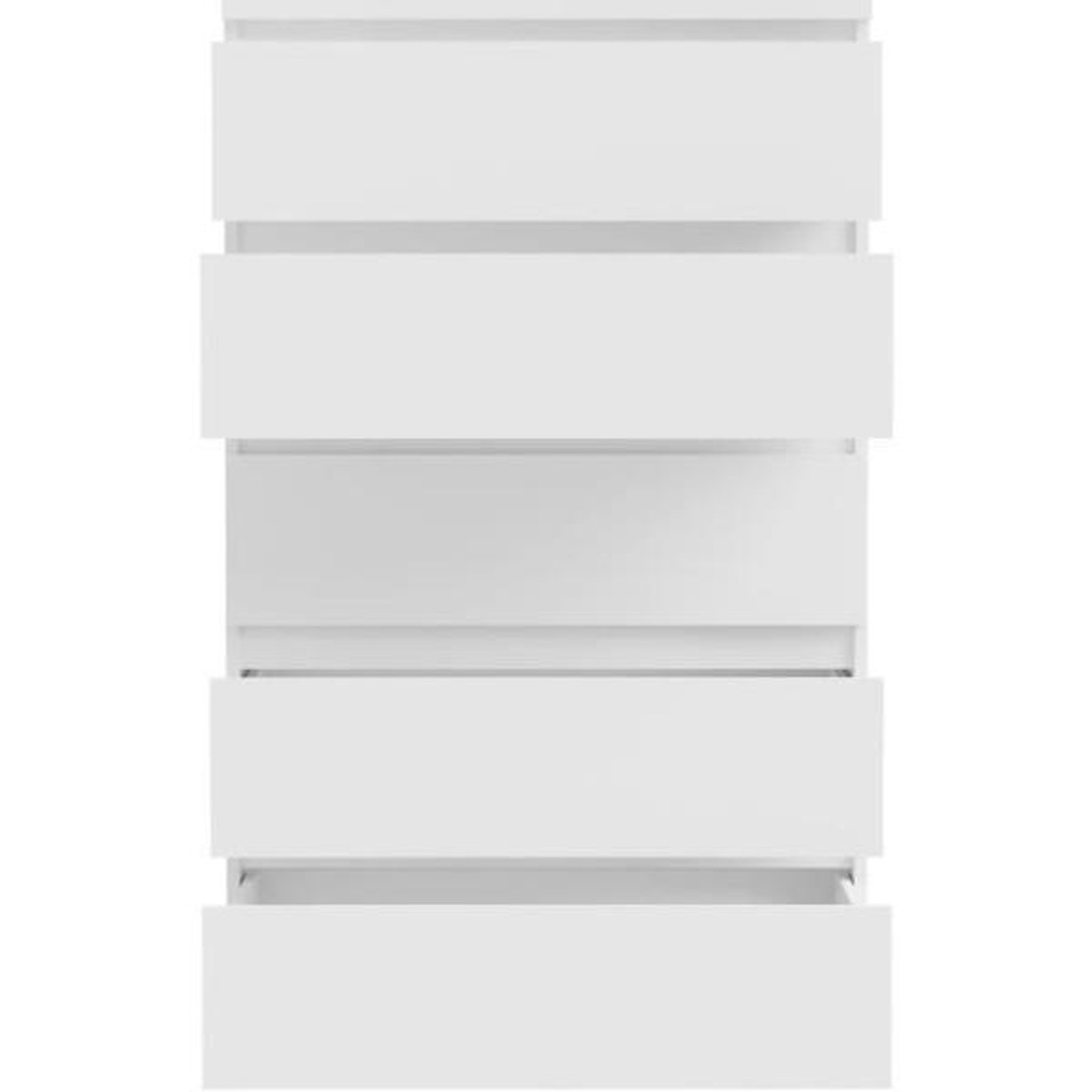 Voir la diapositive 4 : MARKET24 Commode CHELSEA 5 tiroirs - 77,2 cm - Décor blanc mat