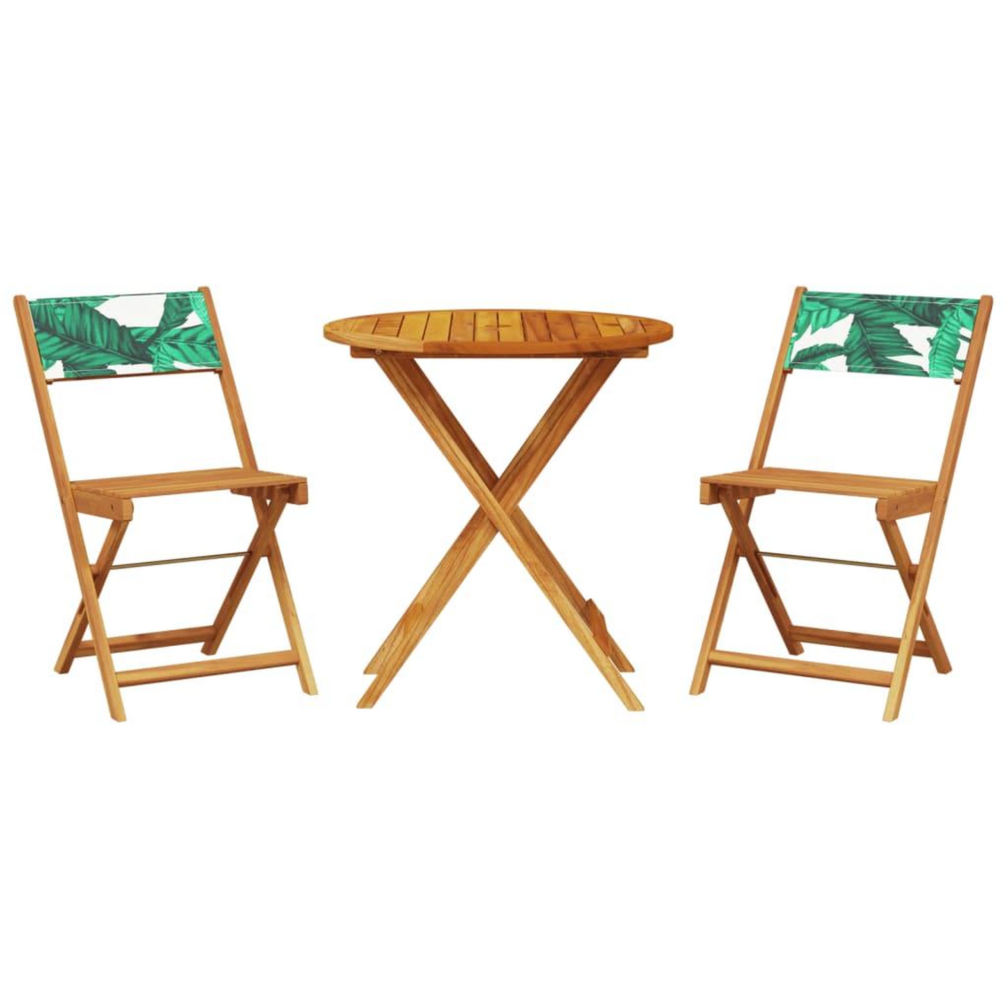 Voir la diapositive 2 : VIDAXL Ensemble de bistro 3 pcs motif de feuilles tissu et bois massif