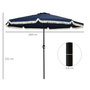 Voir la diapositive 3 : OUTSUNNY Parasol octogonal inclinable Ø 2,68 x 2,32H m mât acier noir polyester haute densité 180 g/m² bleu nuit