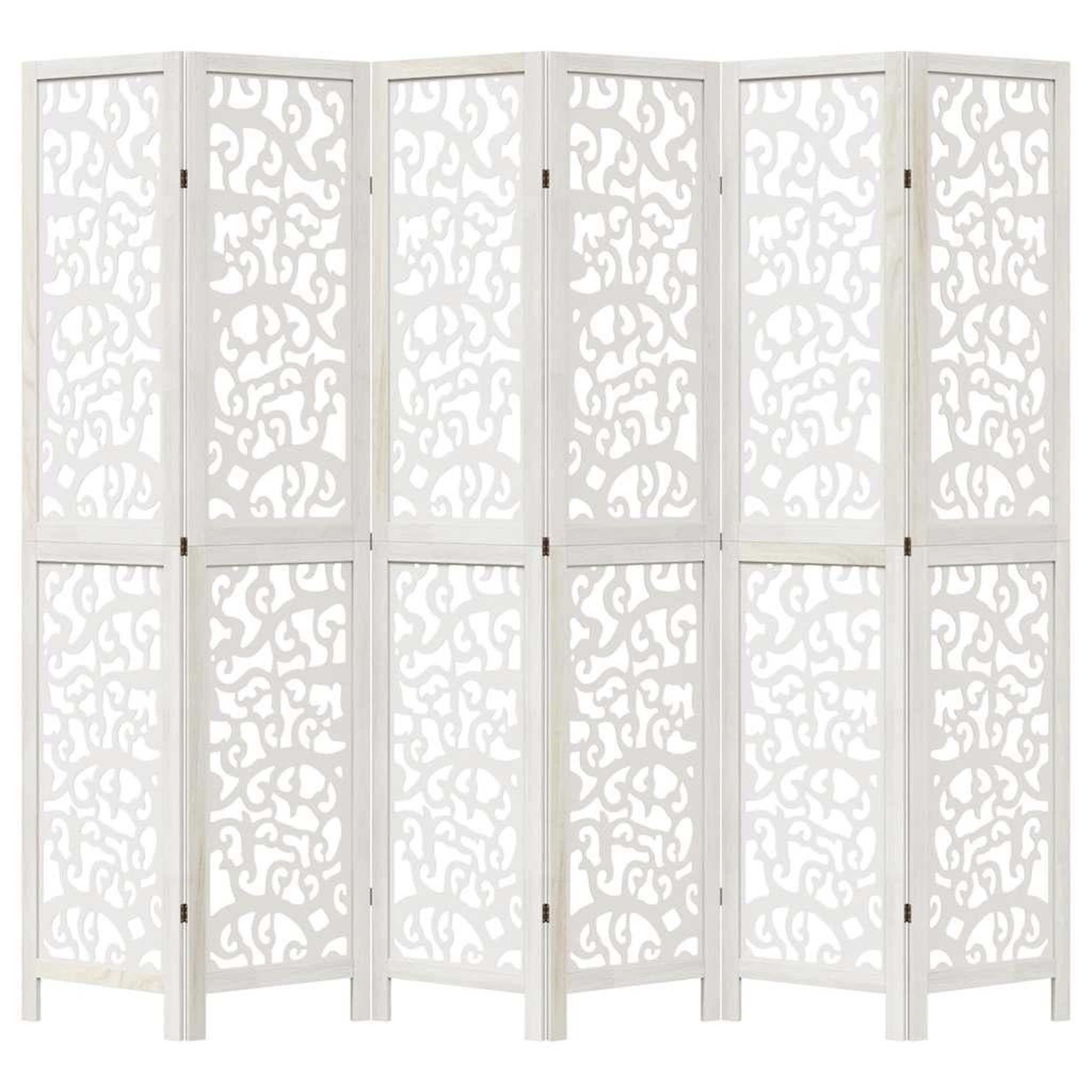 Voir la diapositive 4 : VIDAXL Cloison de separation 6 panneaux blanc bois de paulownia massif