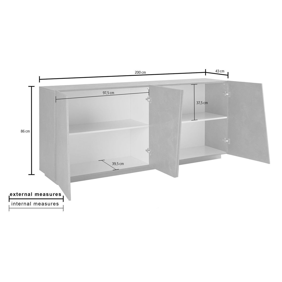 Buffet 4 portes 200cm VERONA