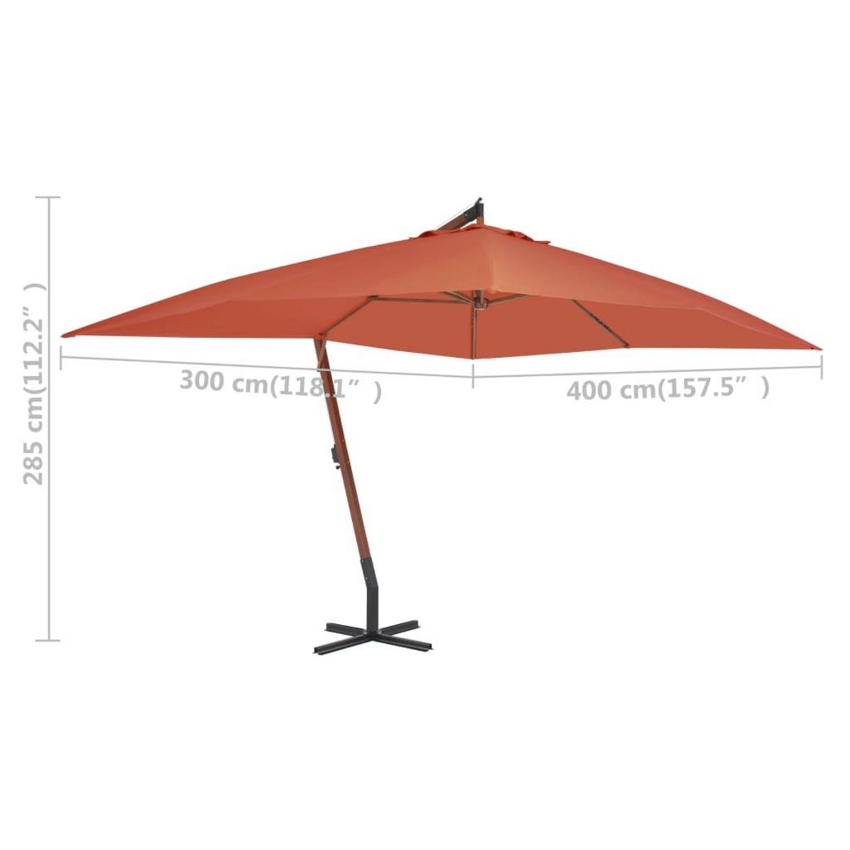 VIDAXL Parasol de jardin en porte-a-faux avec mat en bois terre cuite