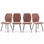 HOMIFAB Lot de 4 chaises en tissu orange corail et simili cuir - Garance