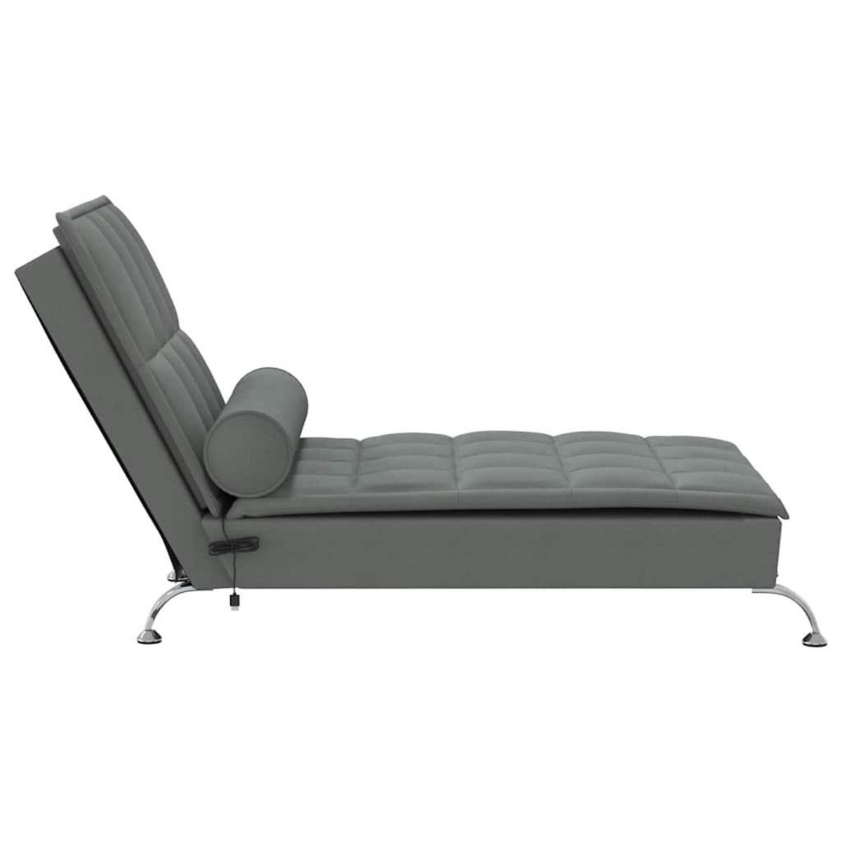 VIDAXL Chaise longue de massage avec traversin gris fonce tissu