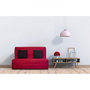 Voir la diapositive 2 : DUNLOPILLO Banquette BZ DUNLOPILLO - Tissu Rouge - 140x190cm - 2 coussins noir