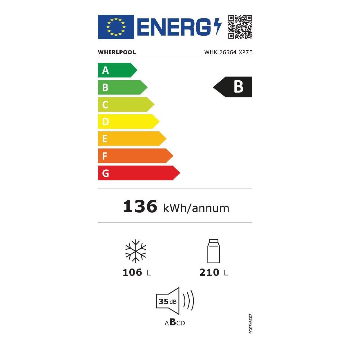 Whirlpool Réfrigérateur combiné WHK26364XP7E