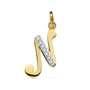 Voir la diapositive 1 : L'ATELIER D'AZUR Pendentif Or 18 Carats 750 Jaune Serti de Zirconiums - Initiale Lettre  N  - Chaine Offerte