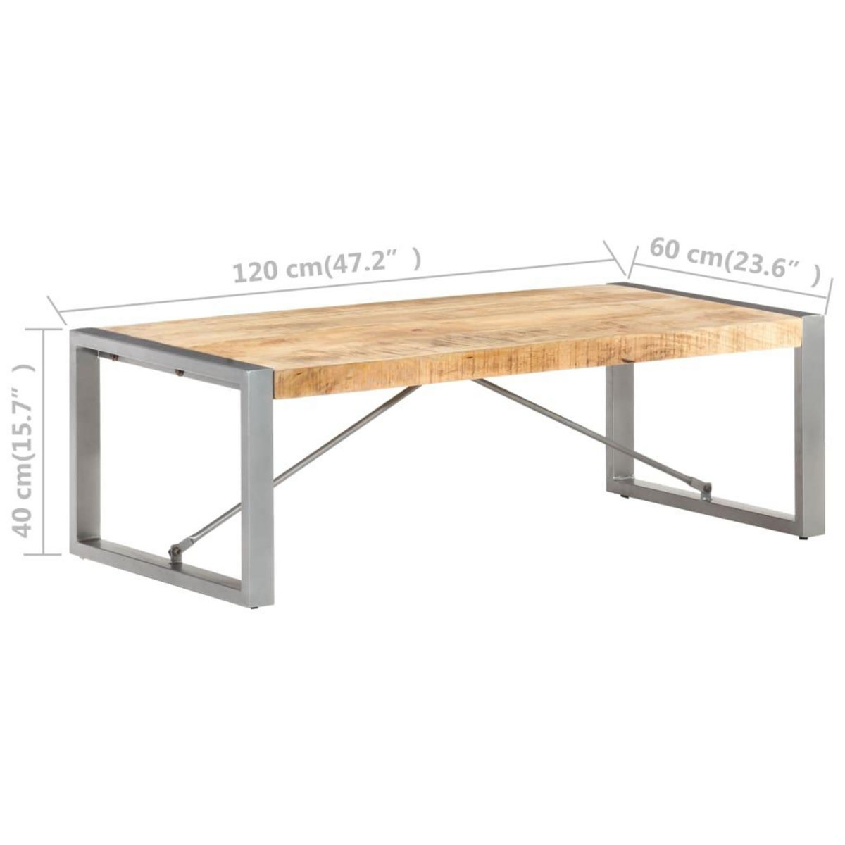 VIDAXL Table basse 120x60x40 cm Bois de manguier brut