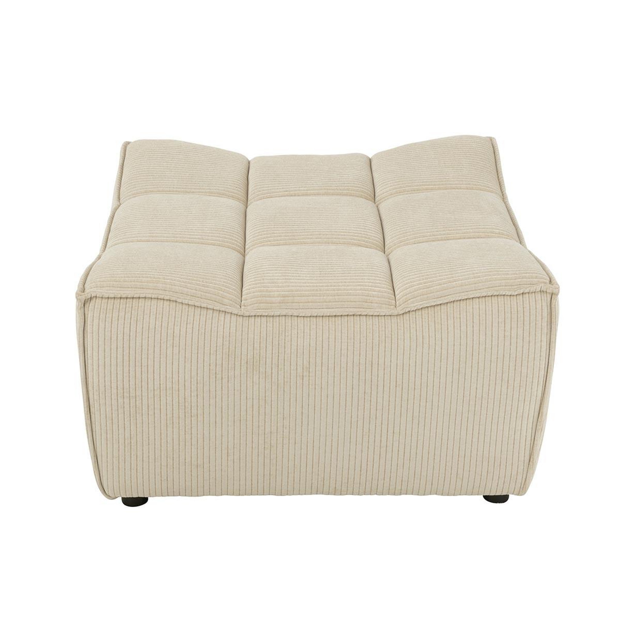 Voir la diapositive 3 : J-LINE Pouf matelassé  grid  92cm beige