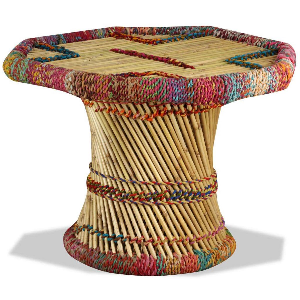VIDAXL Table basse Bambou avec Details Chindi Multicolore