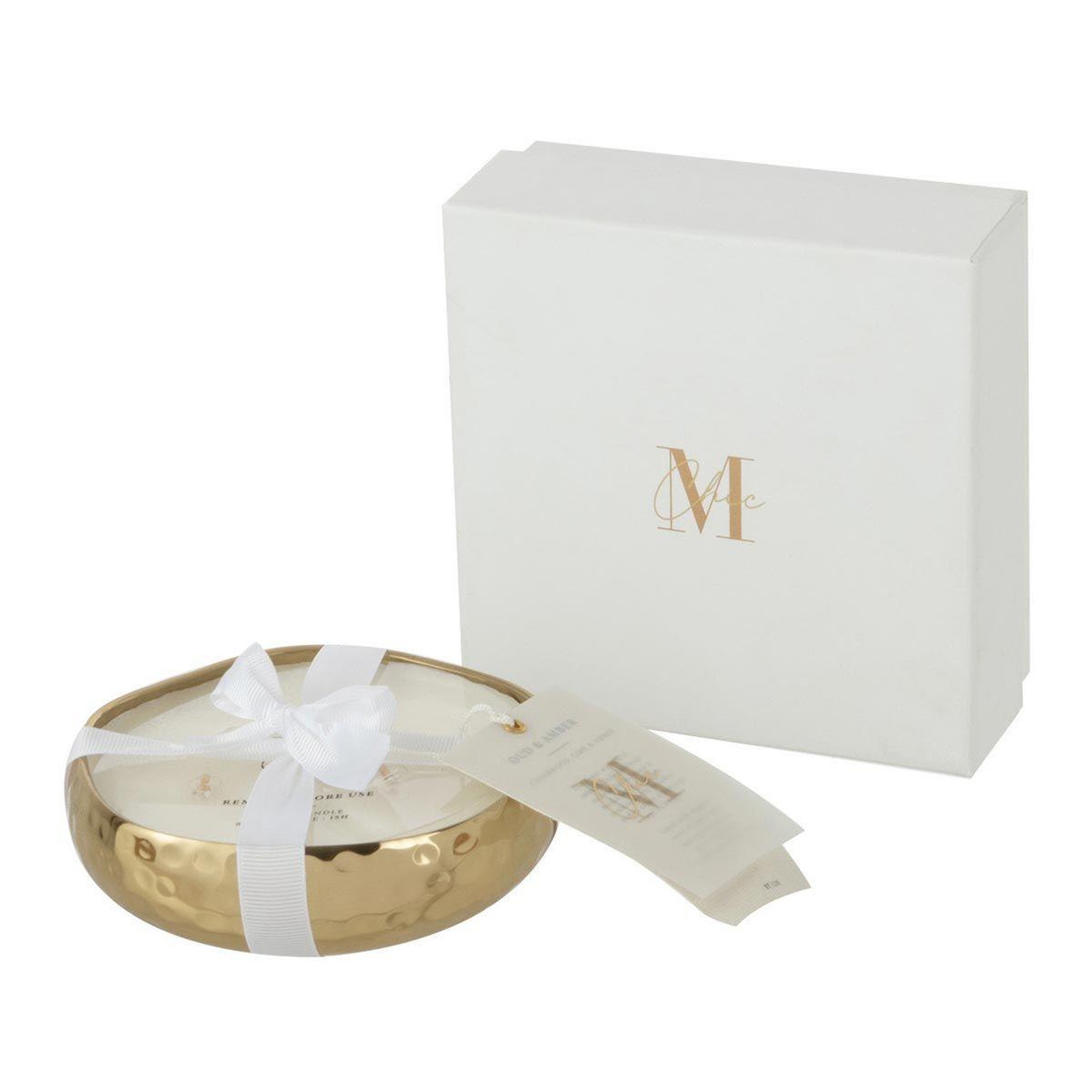 Voir la diapositive 2 : J-LINE Bougie Parfumée Déco  Livia  28cm Oud Amber Or