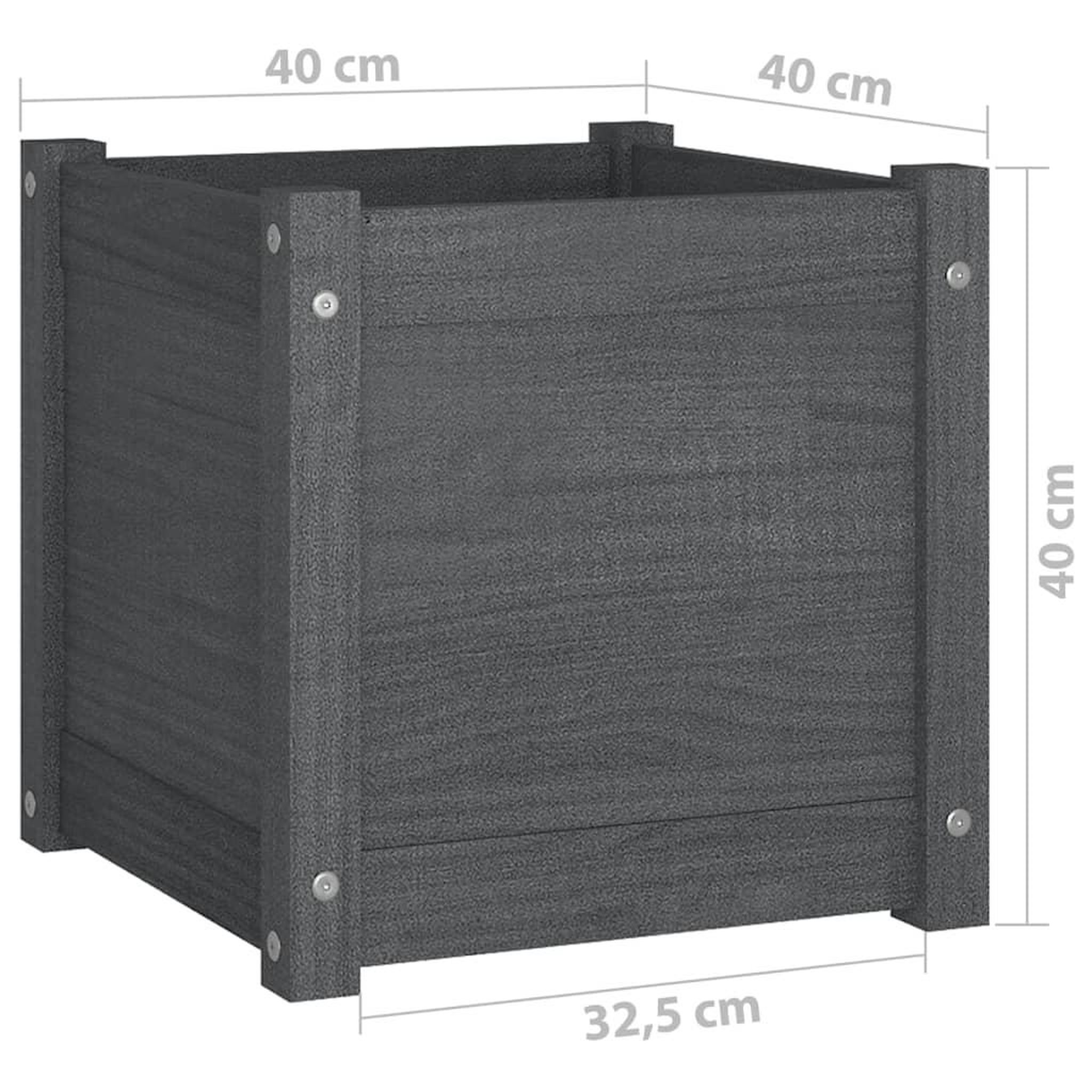 Voir la diapositive 6 : VIDAXL Jardiniere Gris 40x40x40 cm Bois de pin massif
