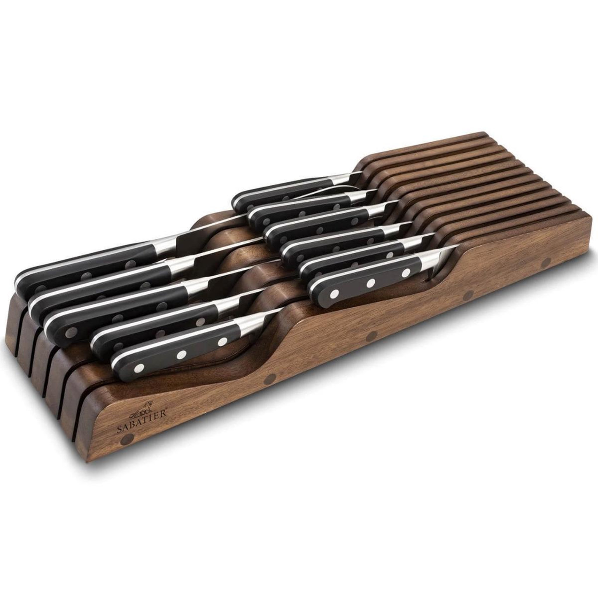Voir la diapositive 2 : Lion Sabatier Range couteaux vide acacia foncé - 668380