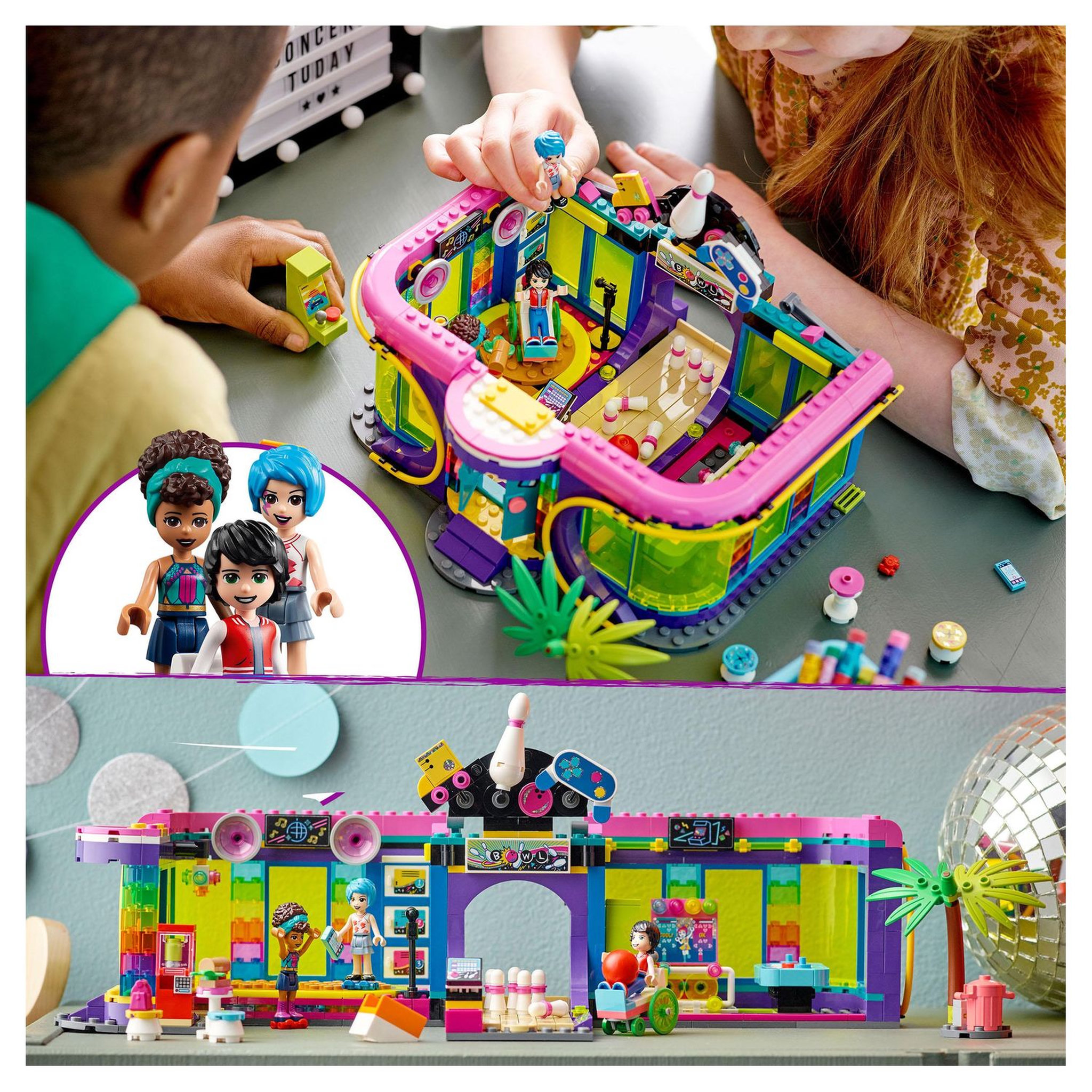 Voir la diapositive 7 : LEGO Friends 41708 La Salle d&rsquo;Arcade Roller Disco, Jouet, Mini-poupées, Enfants de 7 Ans